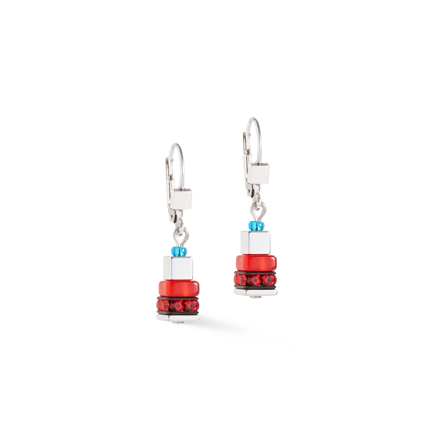 Earrings Modern Future Cube blue-red