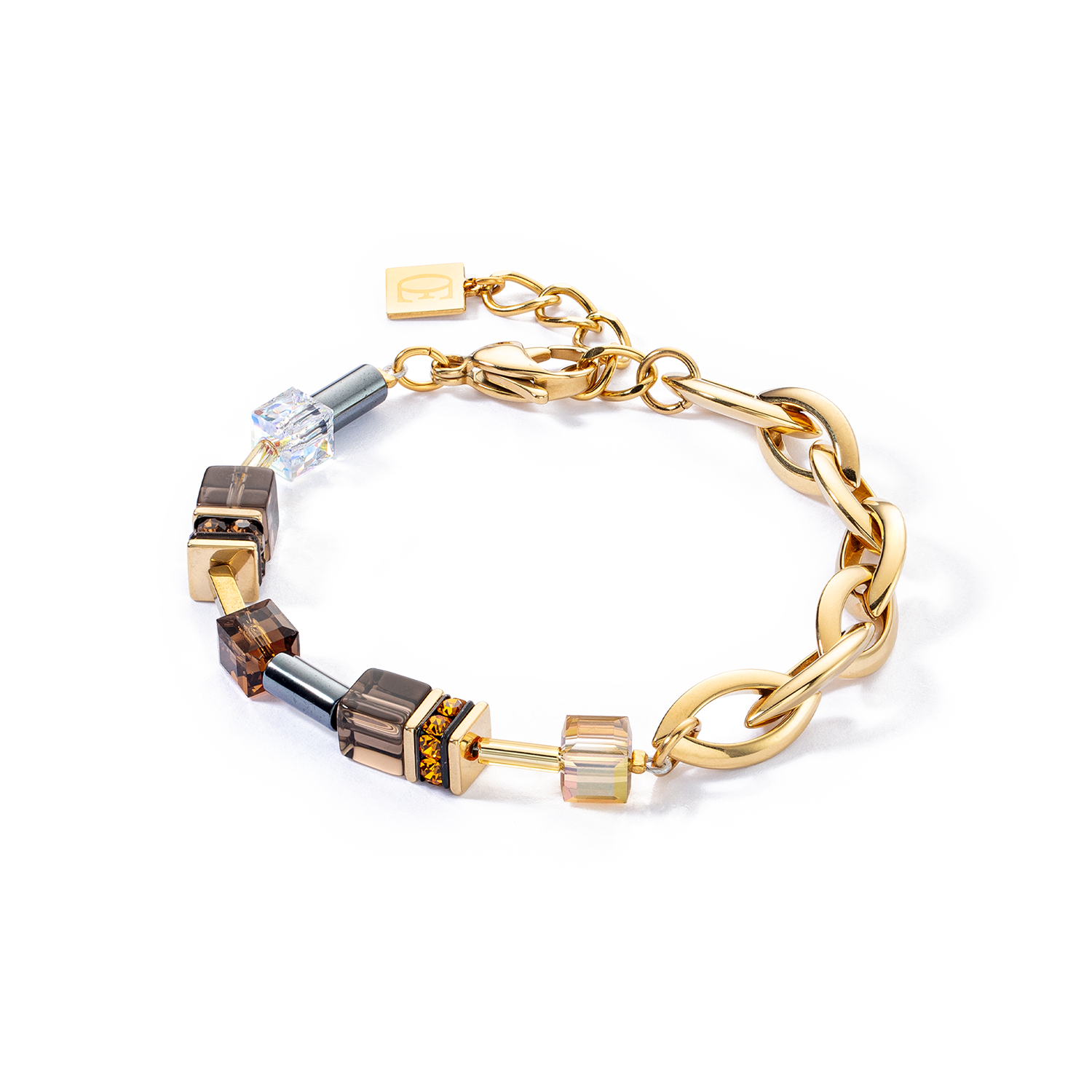 GeoCUBE® Chunky Chain bracelet gold-brown