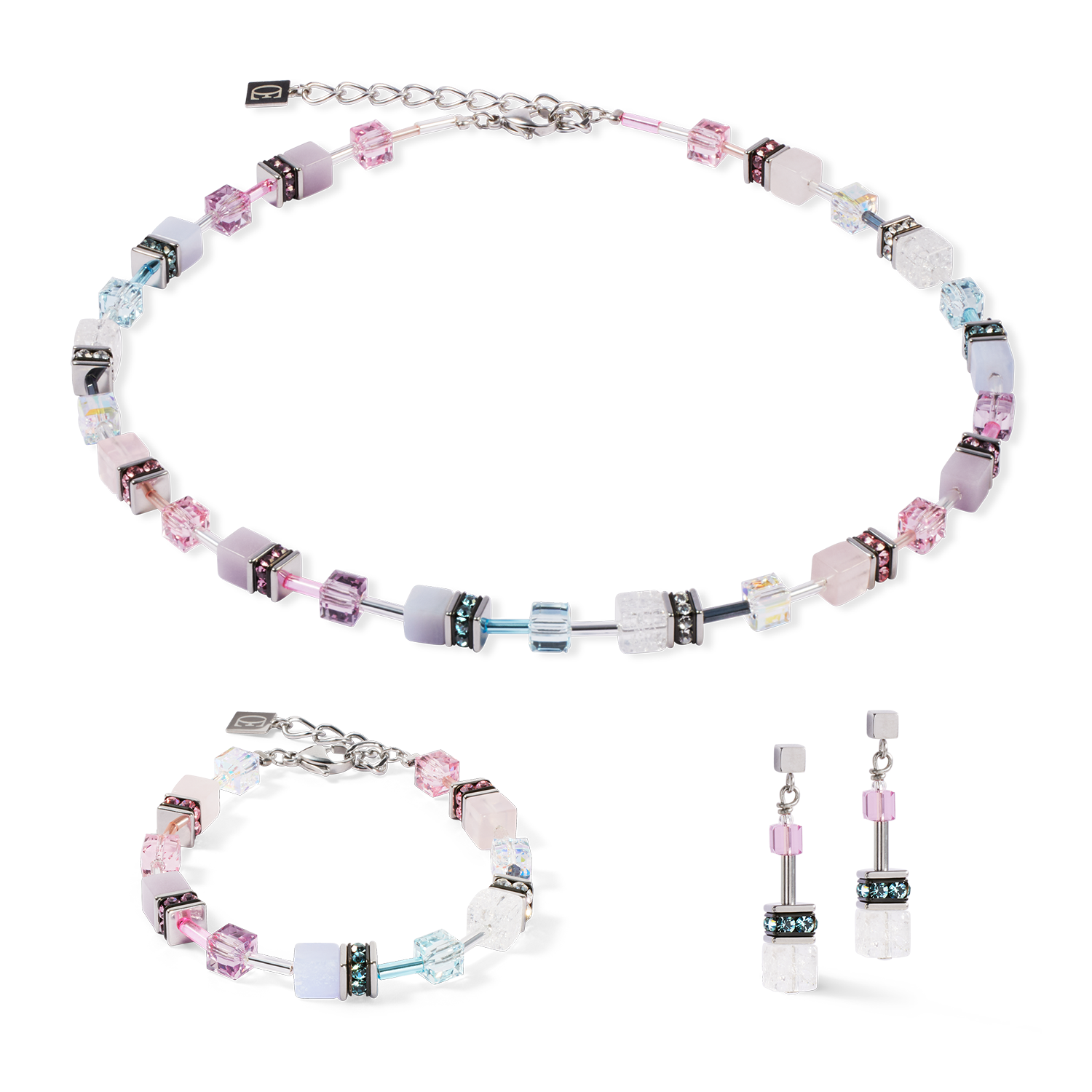 GeoCUBE® Iconic Precious necklace pink-lilac