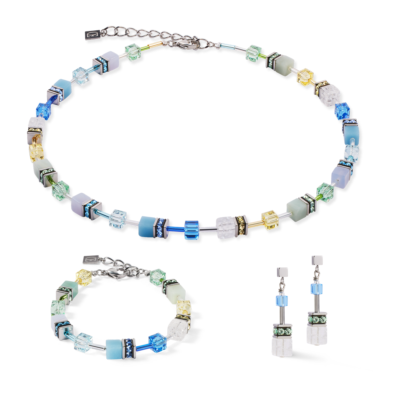 GeoCUBE® Iconic Precious necklace aqua-green