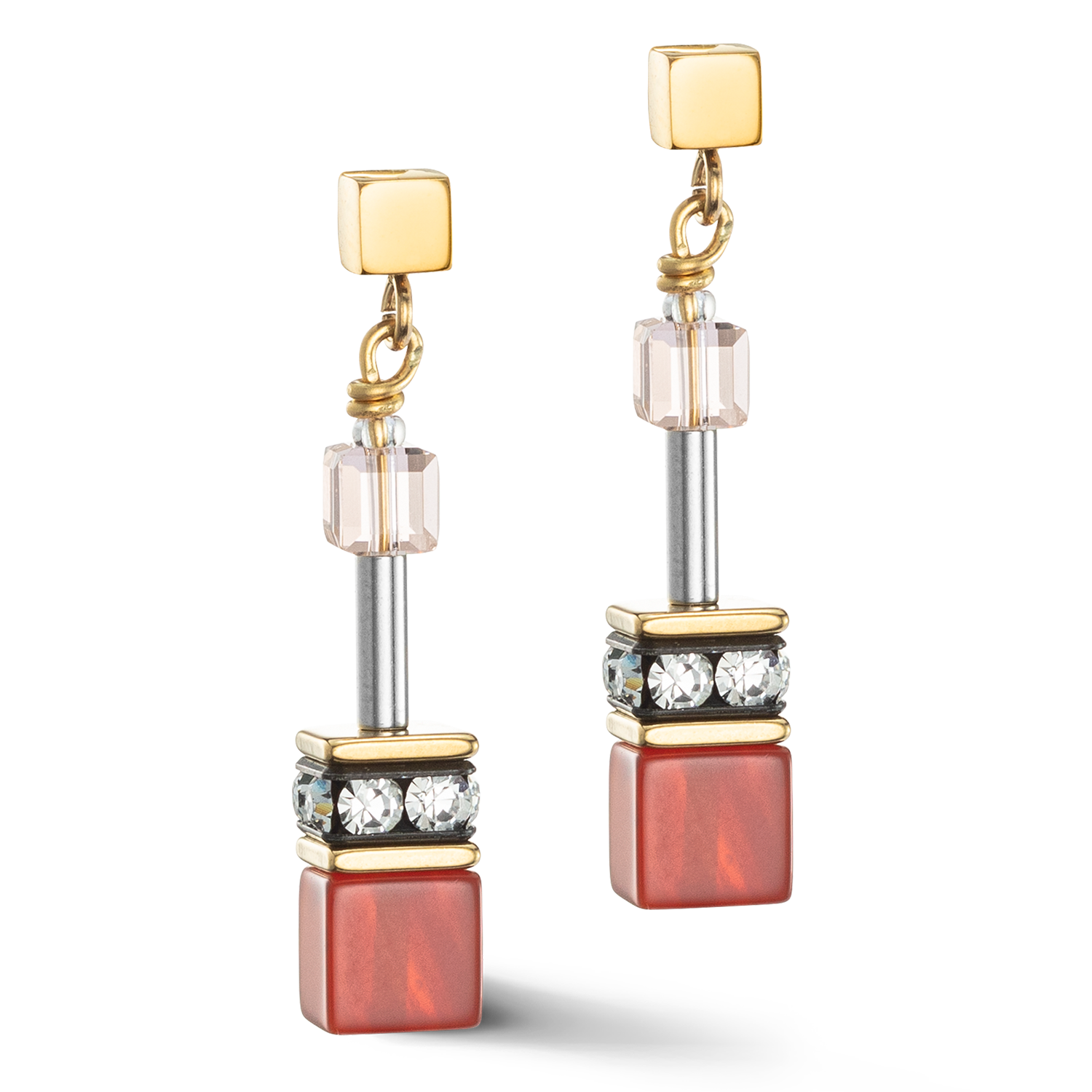 GeoCUBE® Iconic Precious earrings red-beige