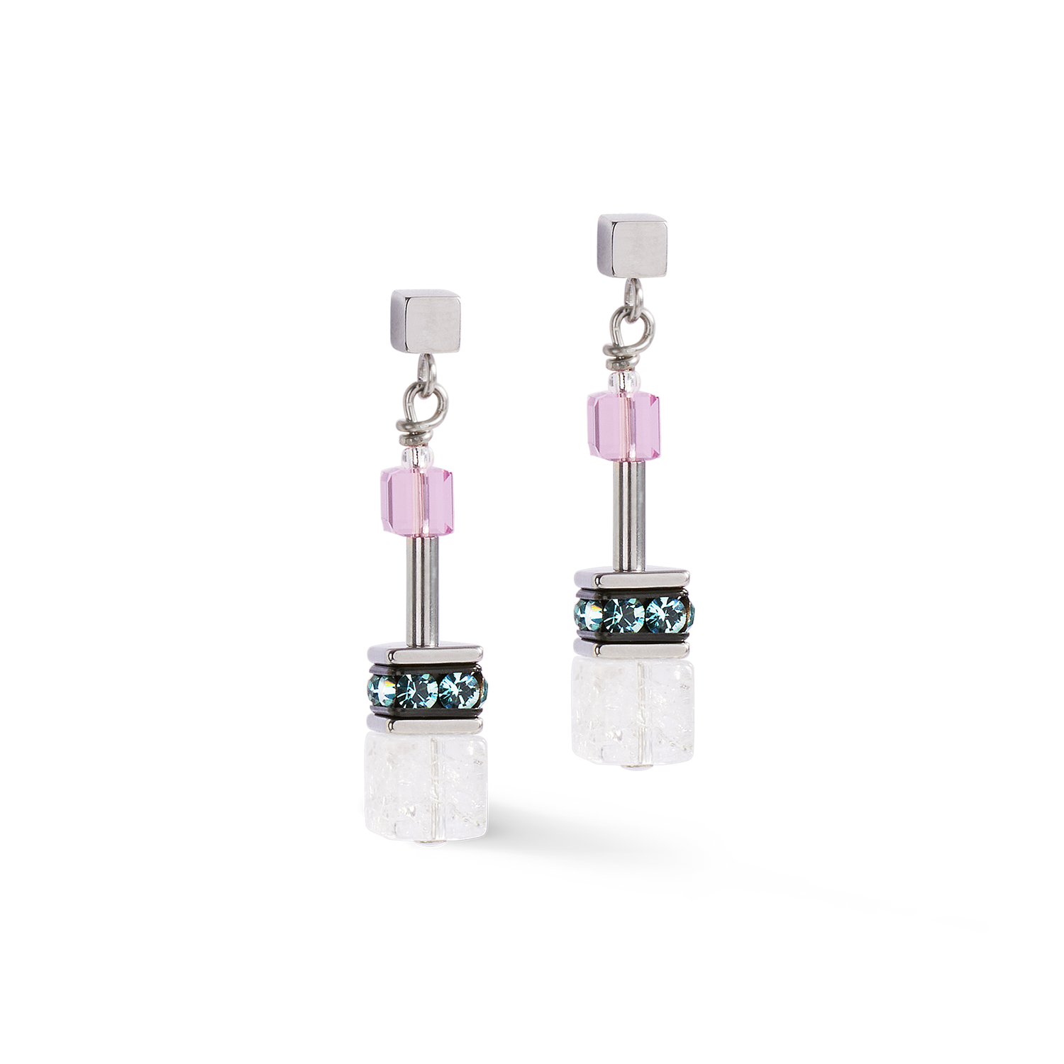 GeoCUBE® Iconic Precious earrings pink-lilac