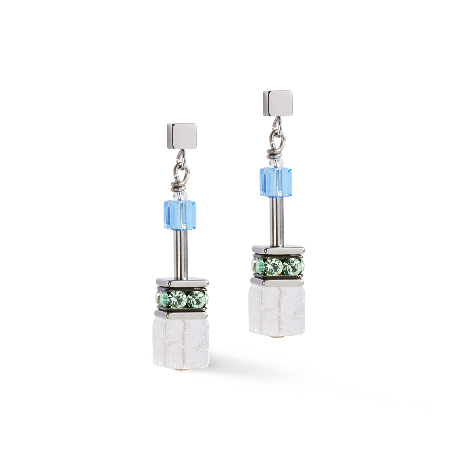 GeoCUBE® Iconic Precious earrings aqua-green