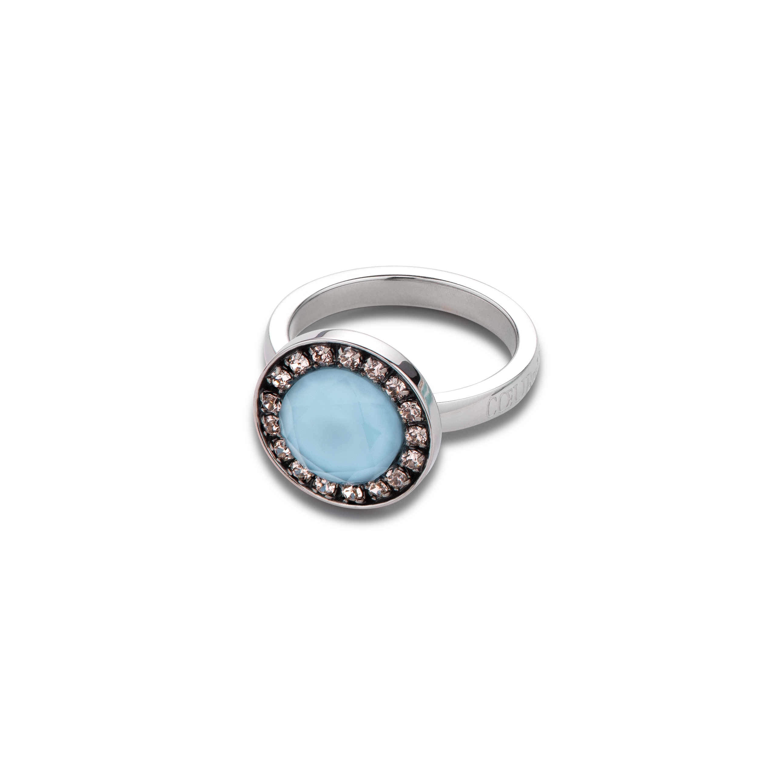 Ring Swarovski® Crystals & two-tone glass aqua