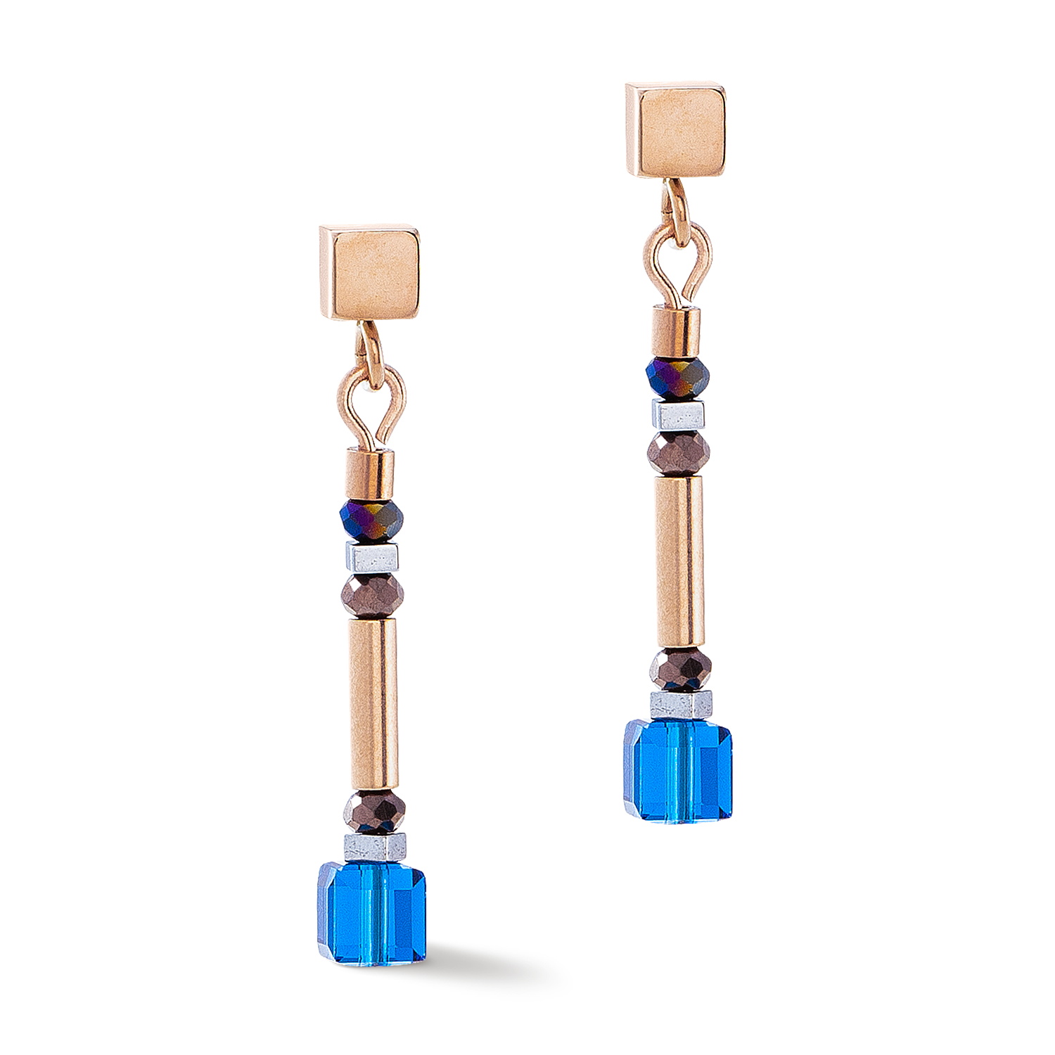 Cube Story Minimalistic Sparkling earrings Multicolour Autumn