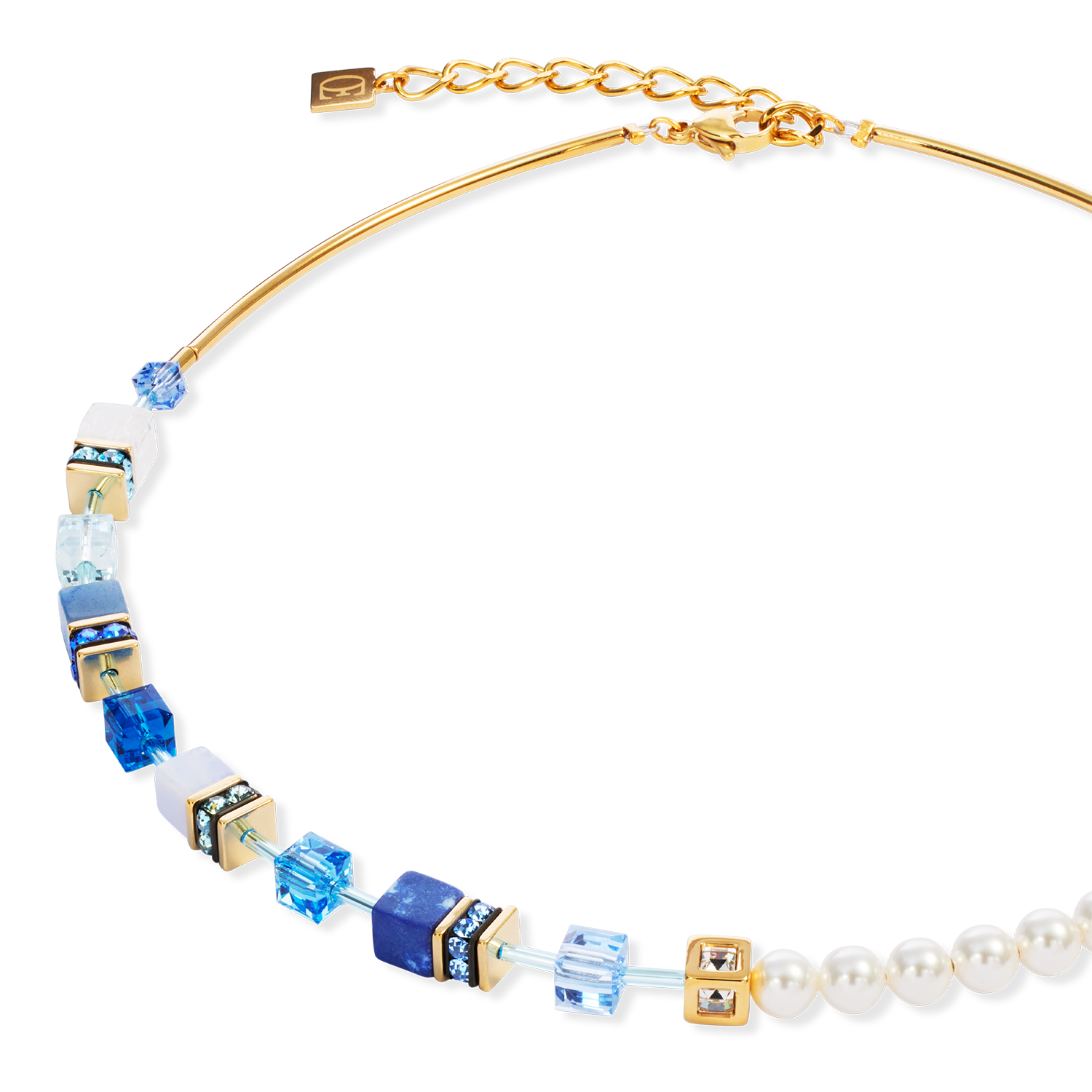 GeoCUBE® Precious Fusion Pearls necklace blue