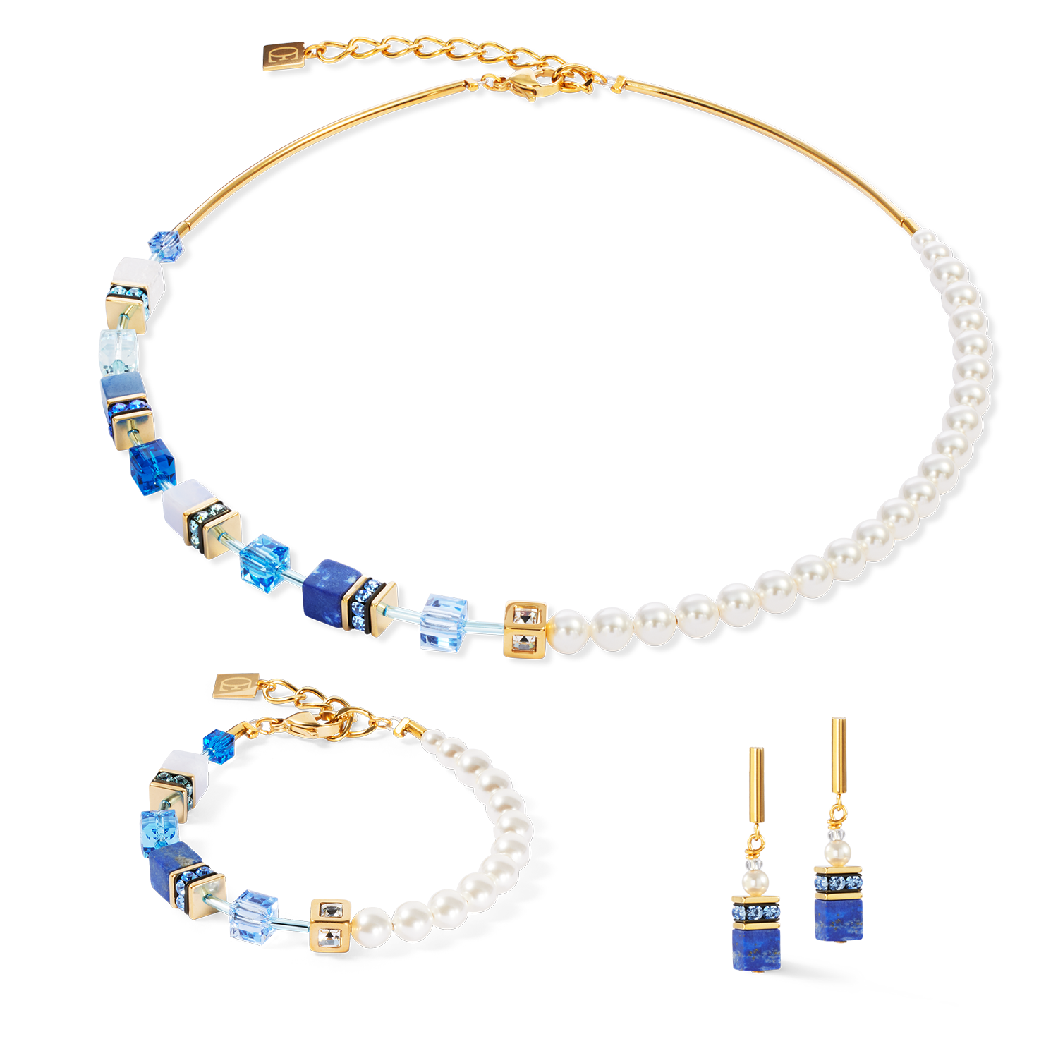 GeoCUBE® Precious Fusion Pearls necklace blue