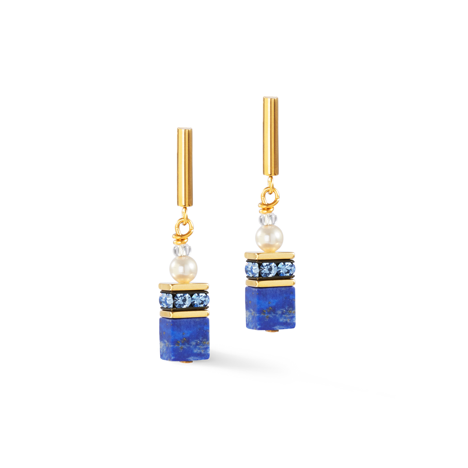 GeoCUBE® Precious Fusion Pearls earrings blue