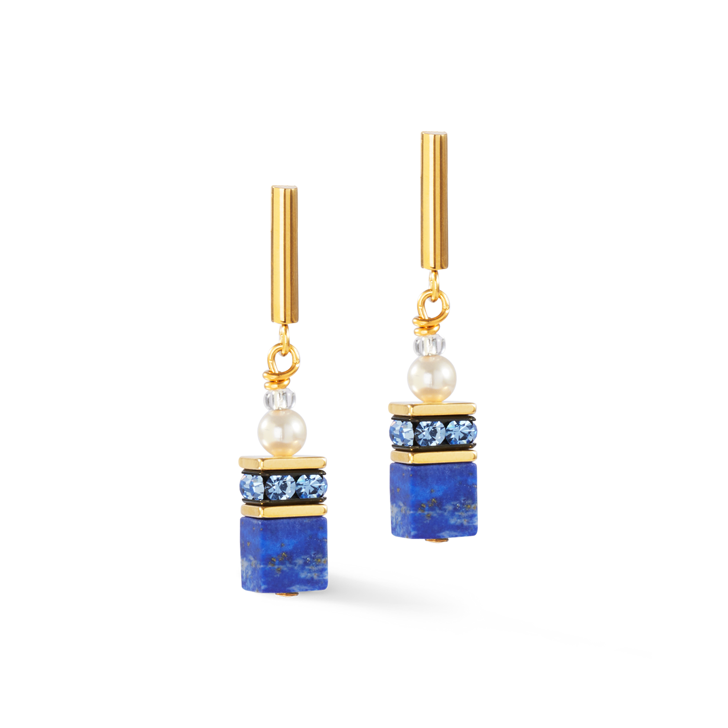 GeoCUBE® Precious Fusion Pearls earrings blue