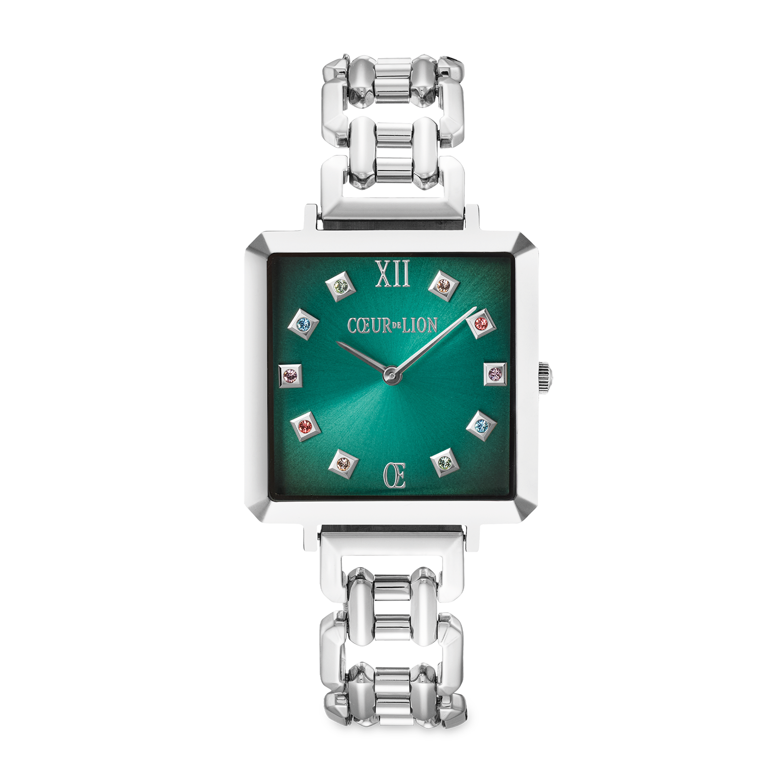 Iconic Cube Statement Watch Turquoise Glaze silver