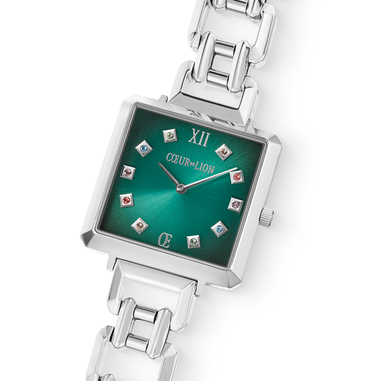 Iconic Cube Statement Watch Turquoise Glaze silver