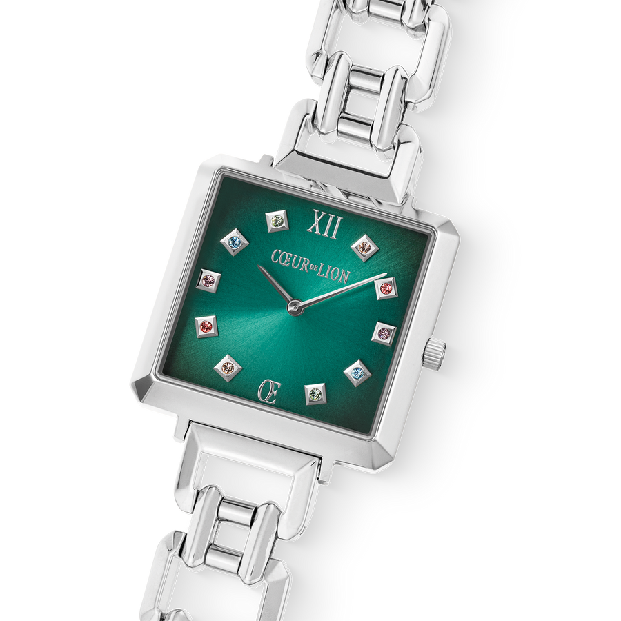 Iconic Cube Statement Watch Turquoise Glaze silver