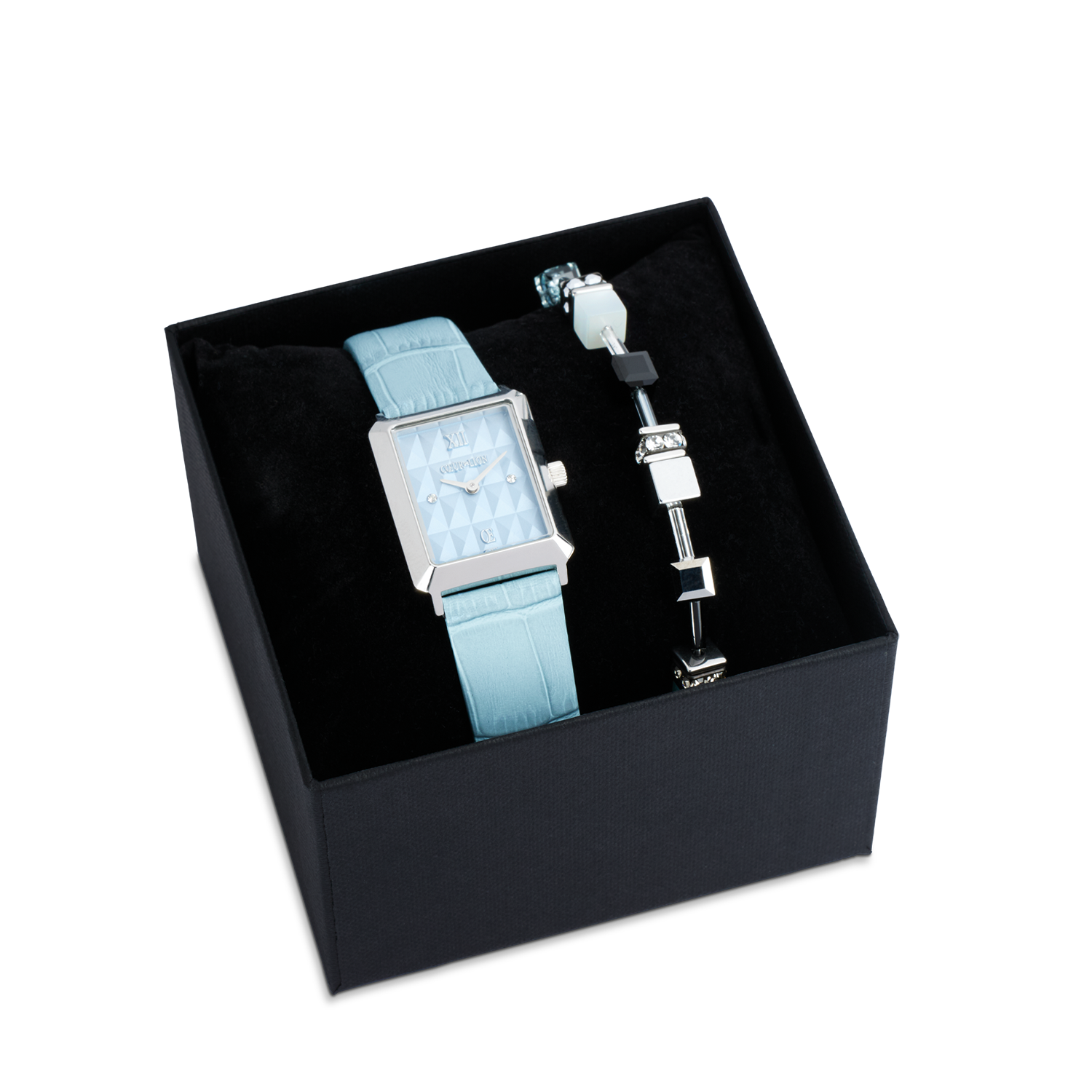 Watch Iconic Spikes Sky Blue Silver & GeoCUBE® Iconic Bracelet Ice Serenity