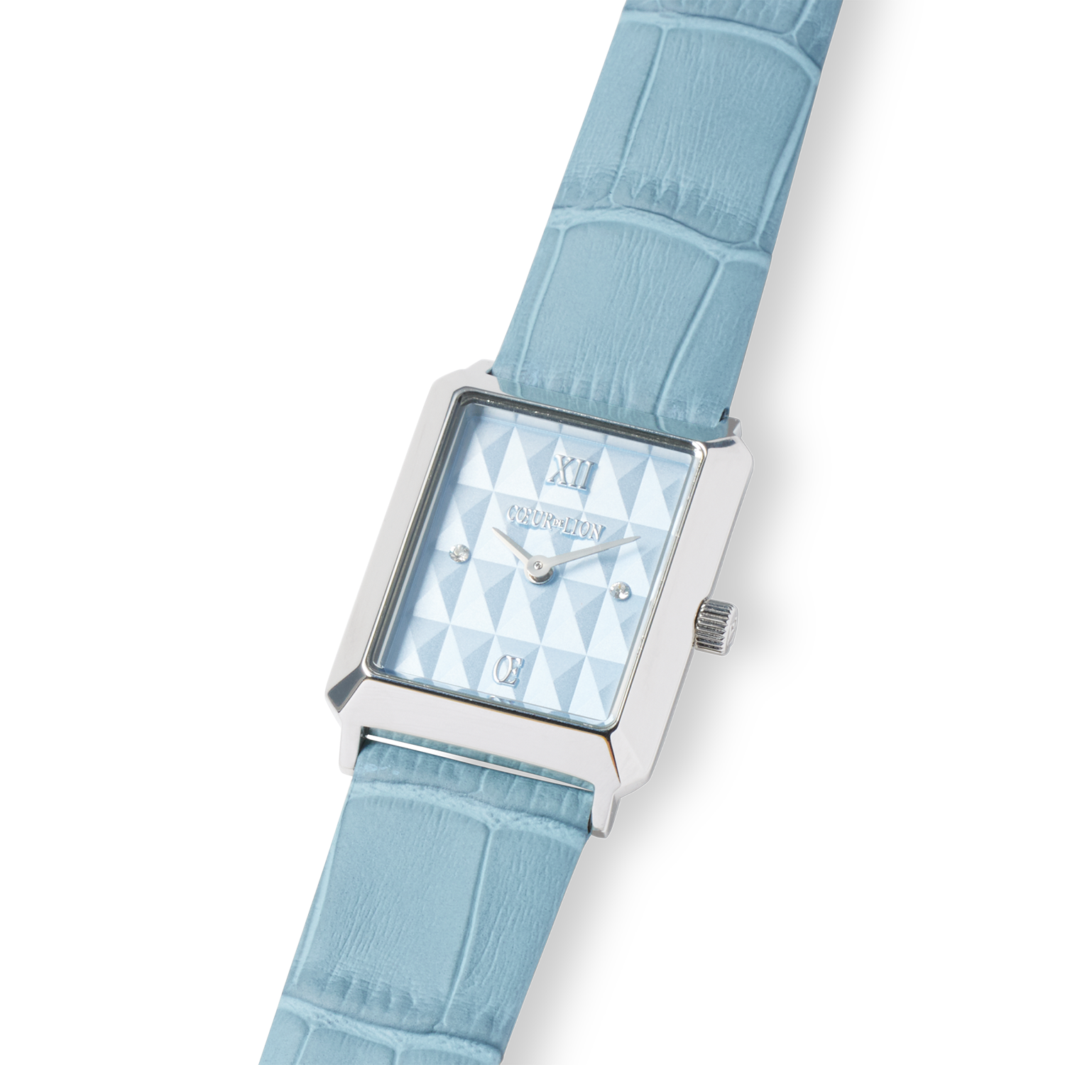 Watch Iconic Spikes Sky Blue Silver Bracelet Leather Light Blue