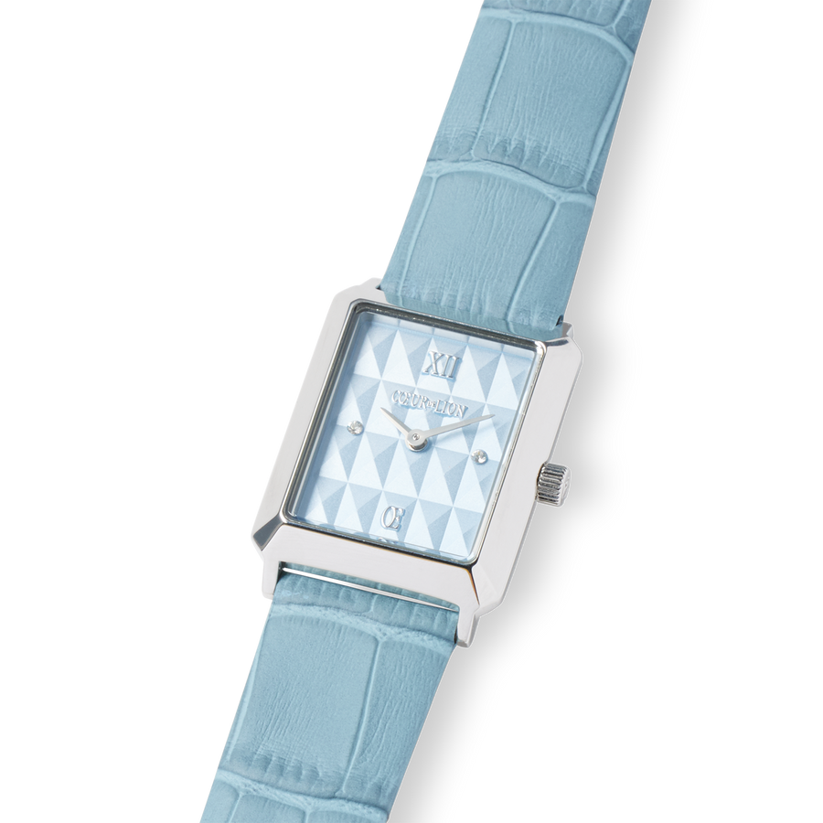 Watch Iconic Spikes Sky Blue Silver Bracelet Leather Light Blue