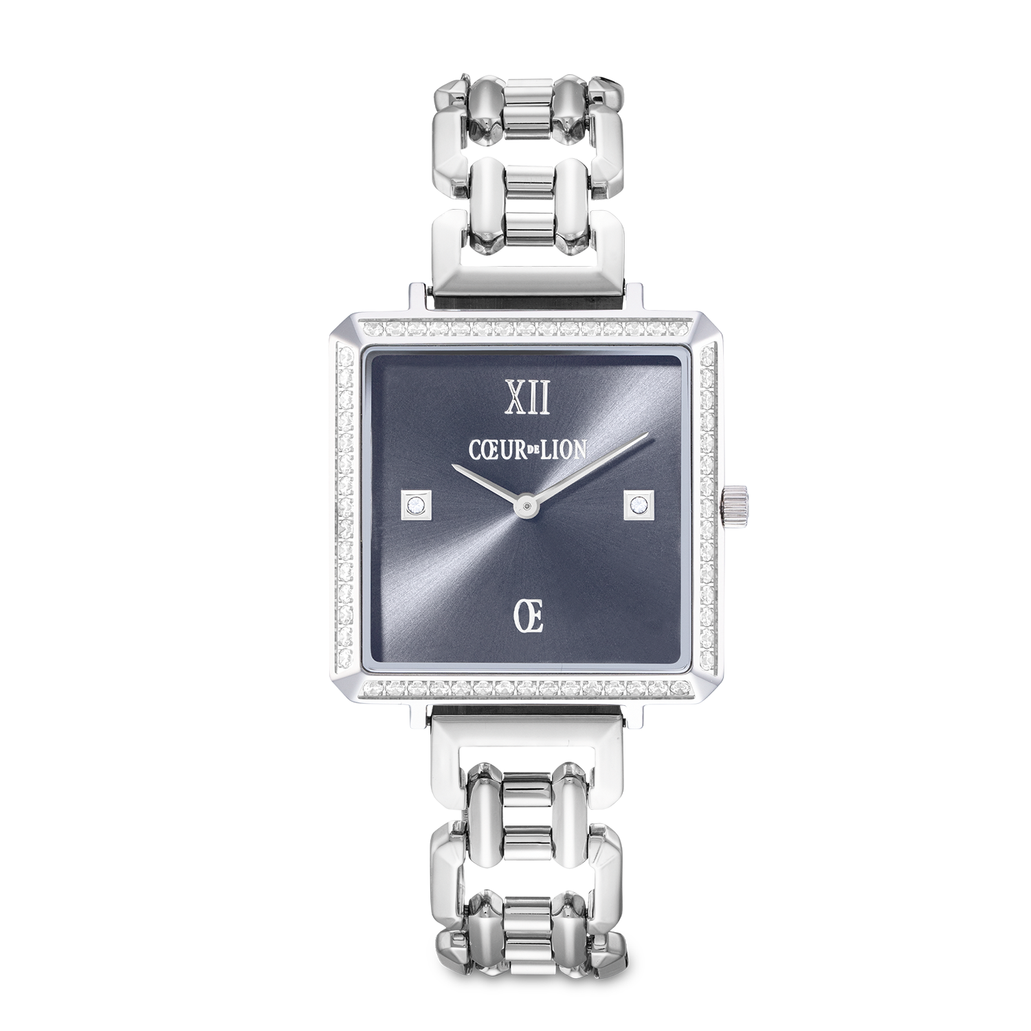 Watch Iconic Cube Sparkling Anthracite Attraction Statement Silver