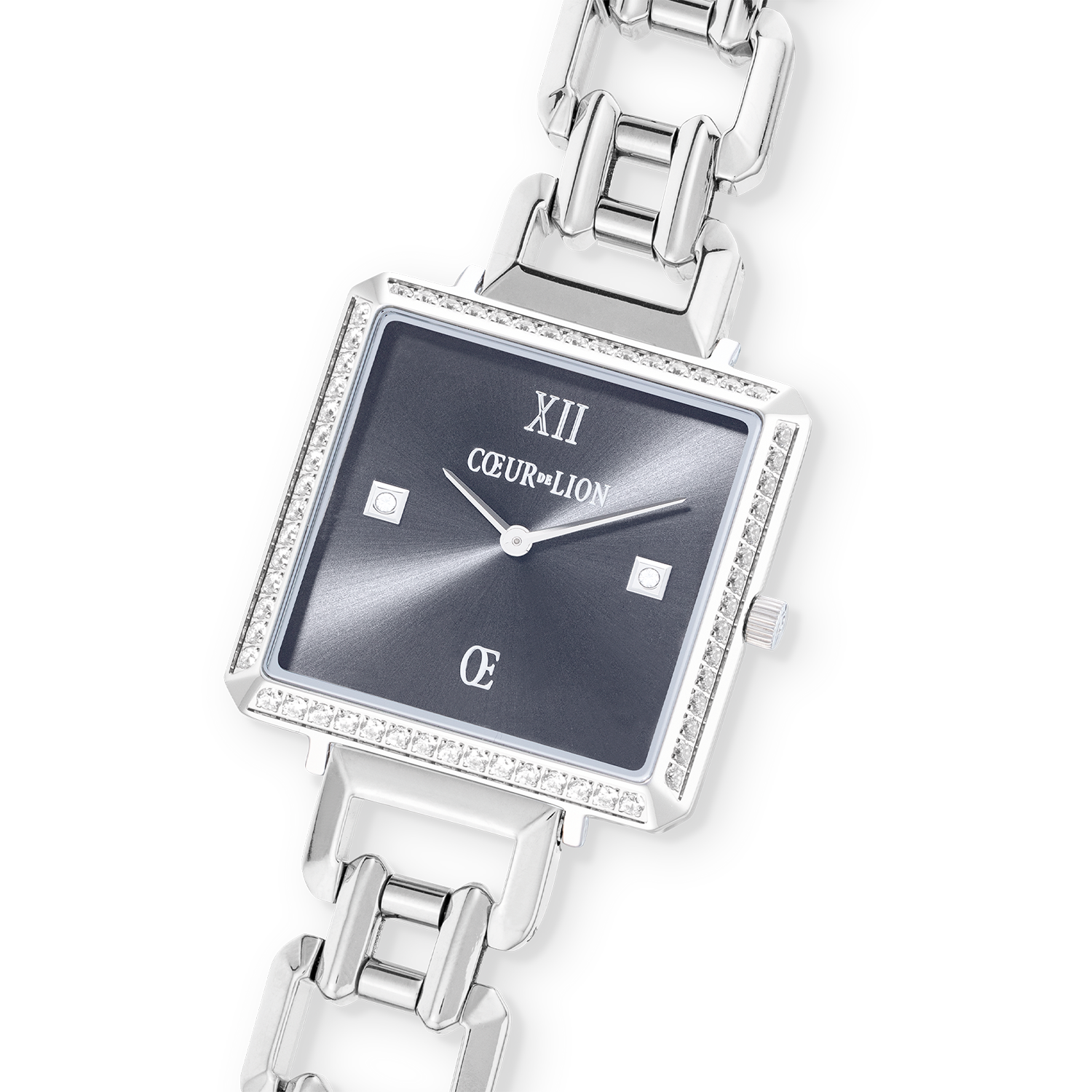 Watch Iconic Cube Sparkling Anthracite Attraction Statement Silver