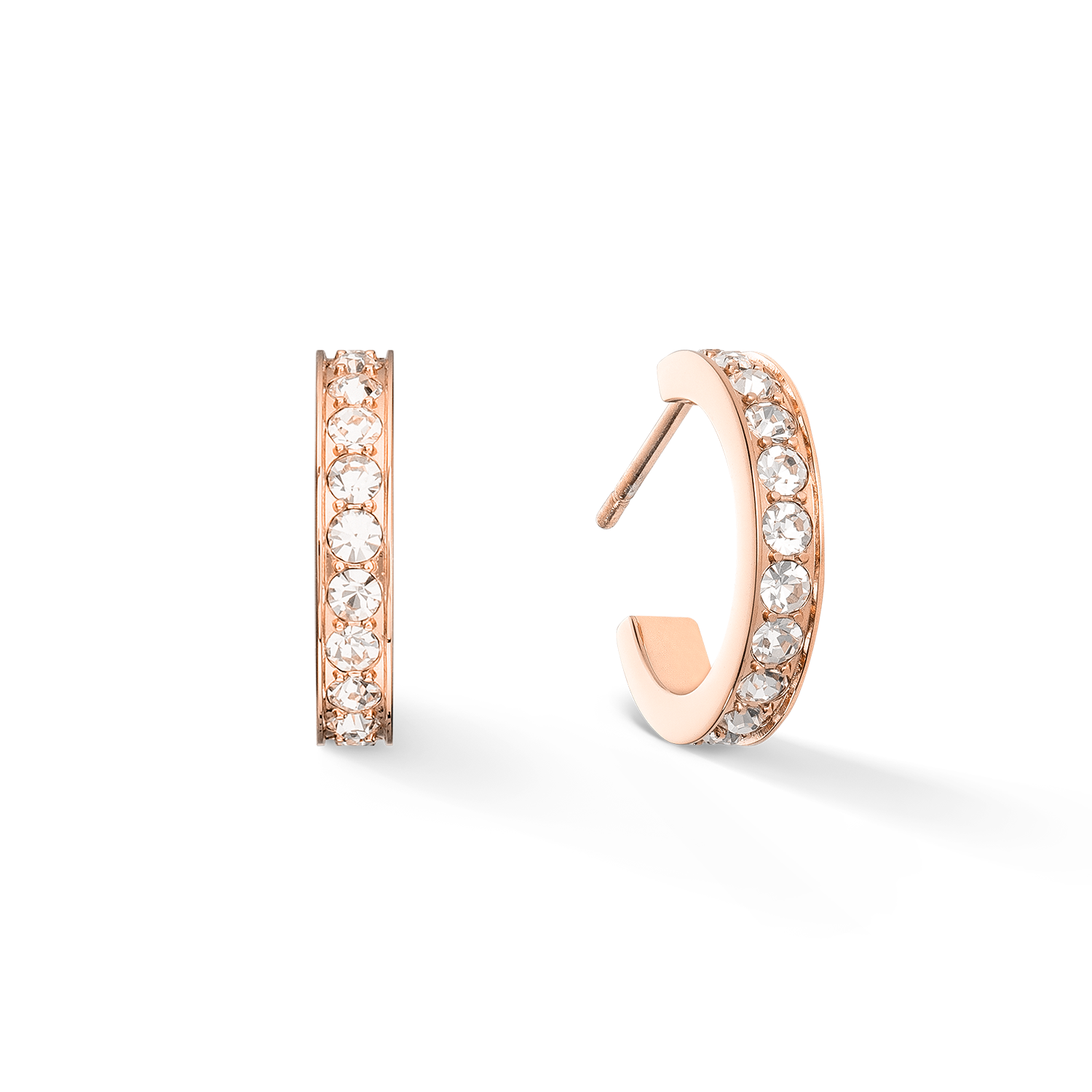 Hoop earrings 15 stainless steel & crystals rose gold crystal