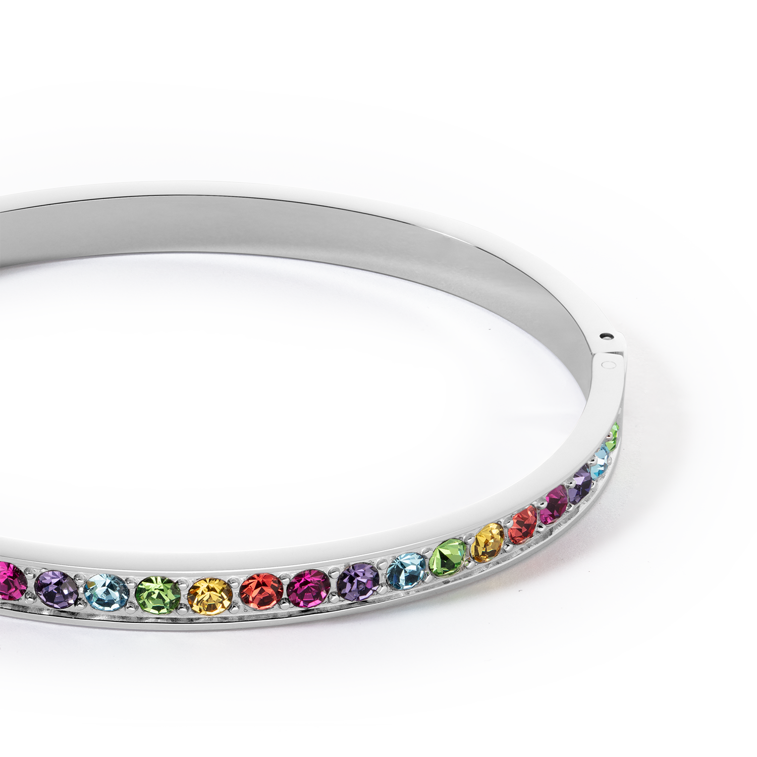 Bangle stainless steel & crystals silver multicolor (size 17 cm)