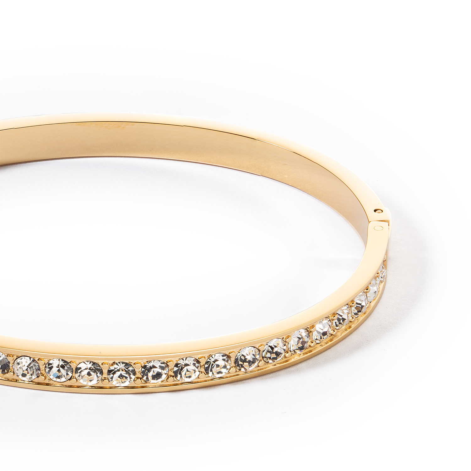 Bangle stainless steel & crystals gold crystal (size 17 cm)