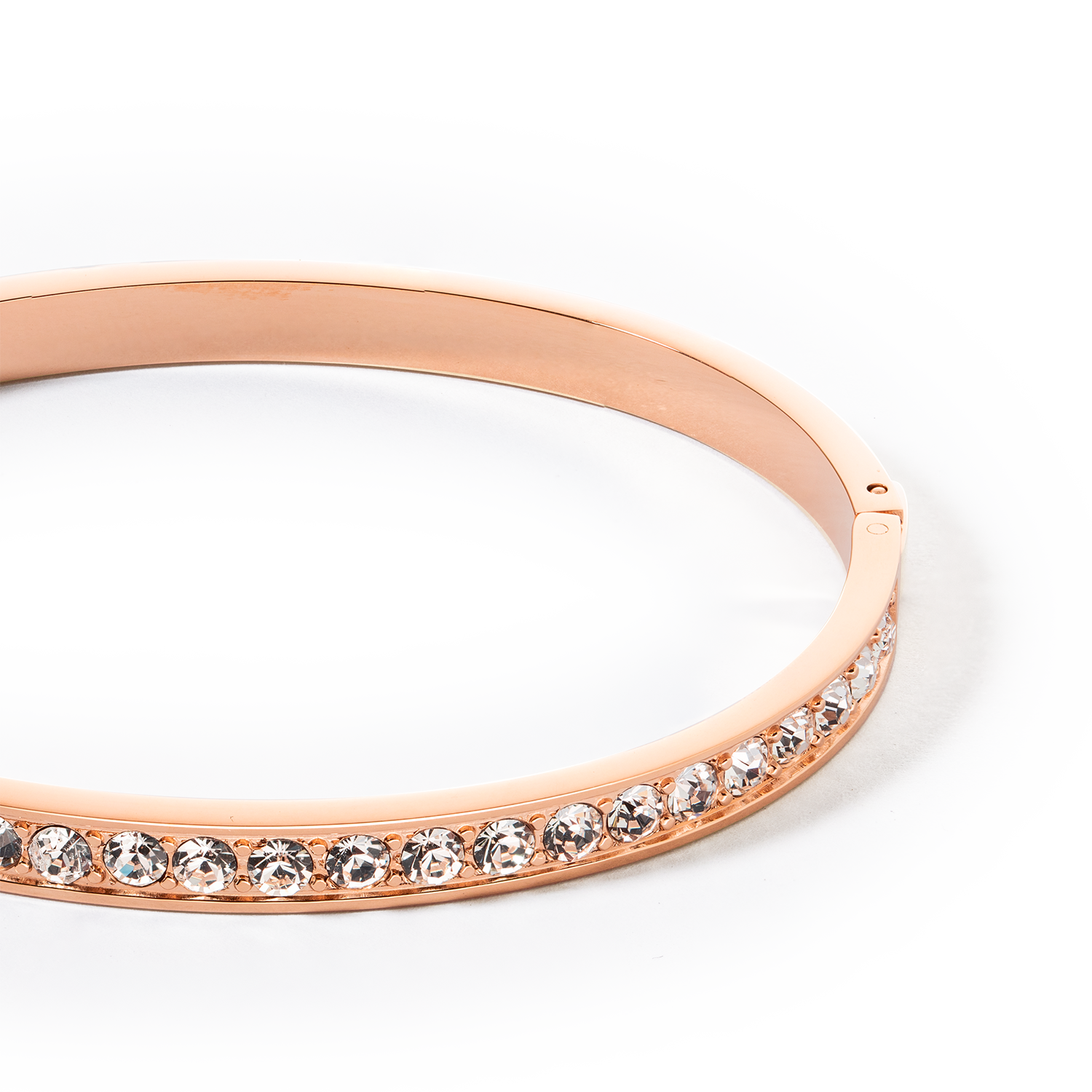 Bangle stainless steel & crystals rose gold crystal (size 17 cm)