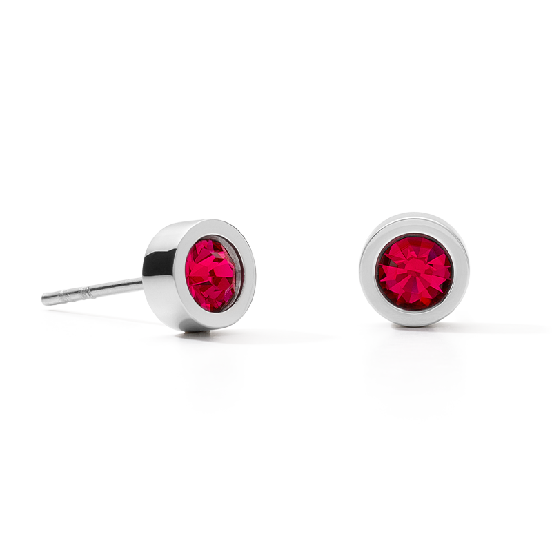 Earrings Crystal & stainless steel silver red