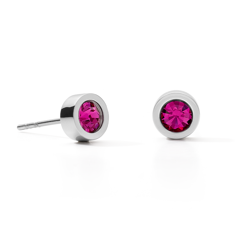 Earrings Crystal & stainless steel silver pink