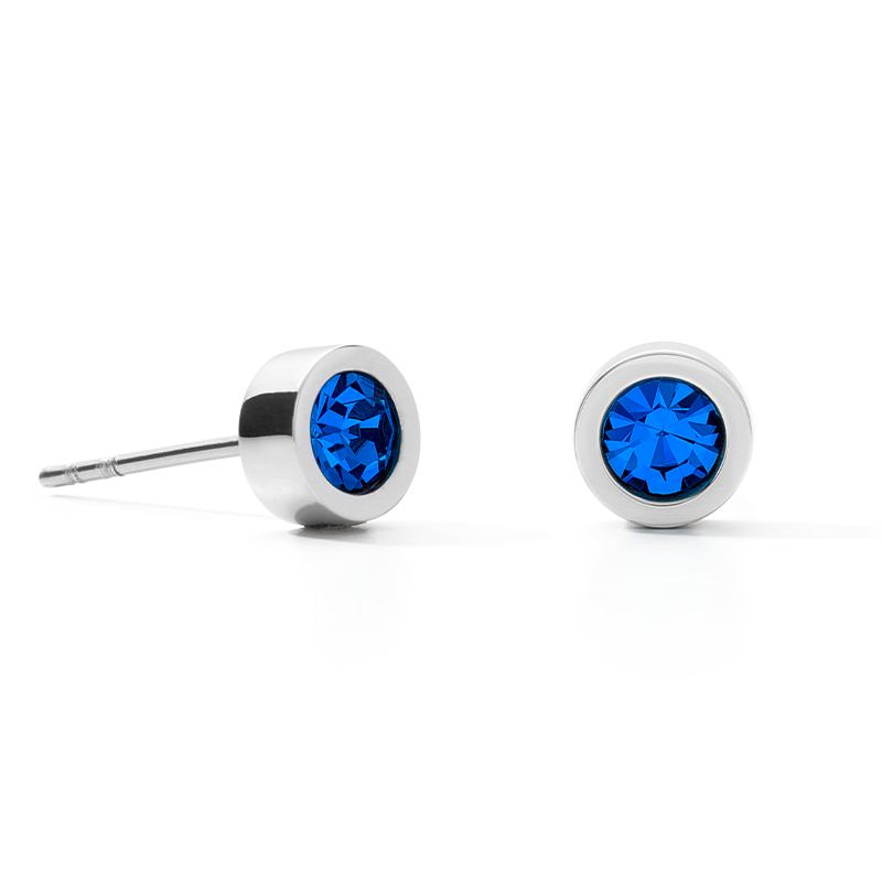 Earrings Crystal & stainless steel silver bleu