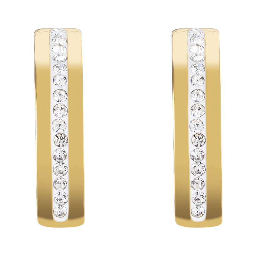 Earrings stainless steel gold & crystals pavé strip crystal