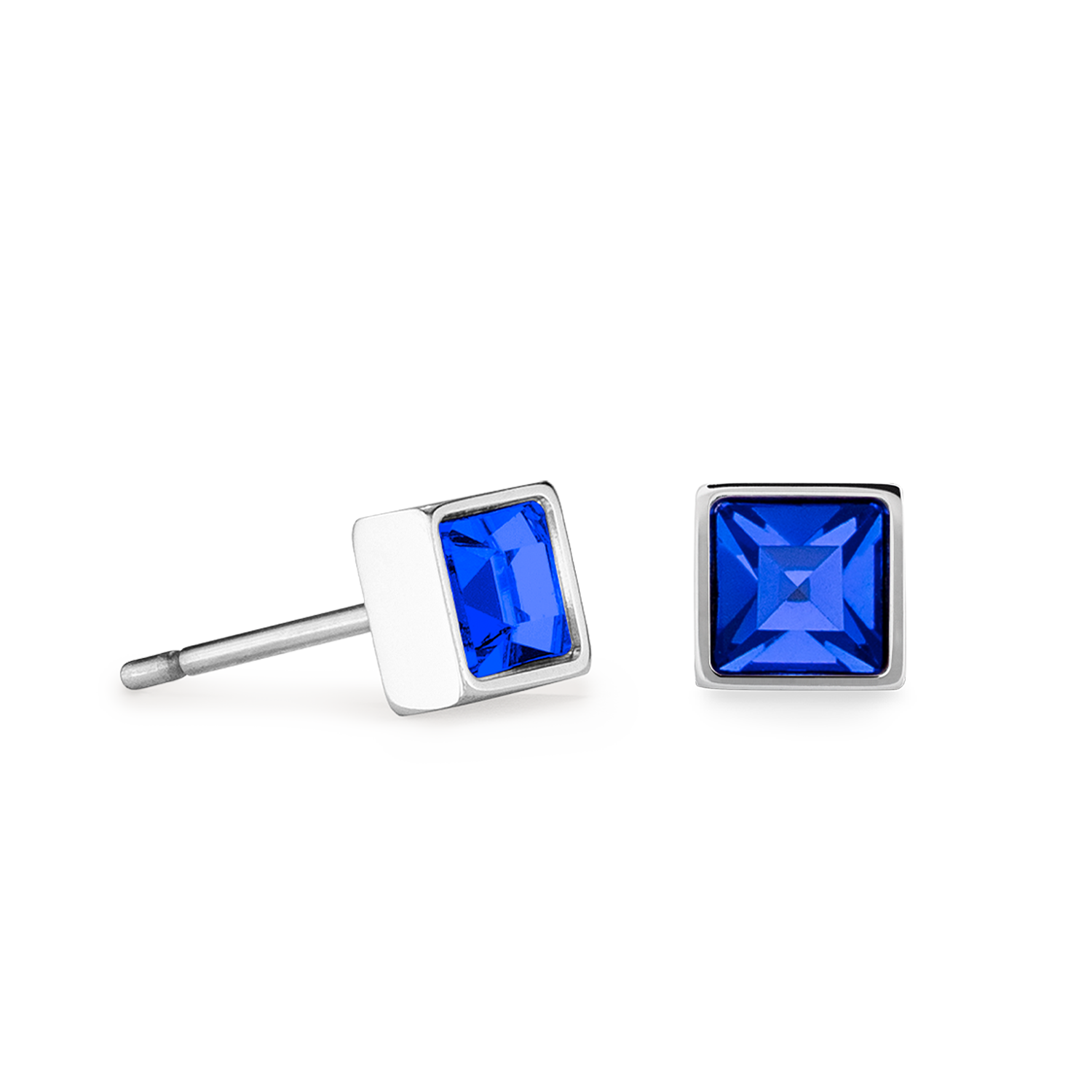 Brilliant Square small earrings silver blue