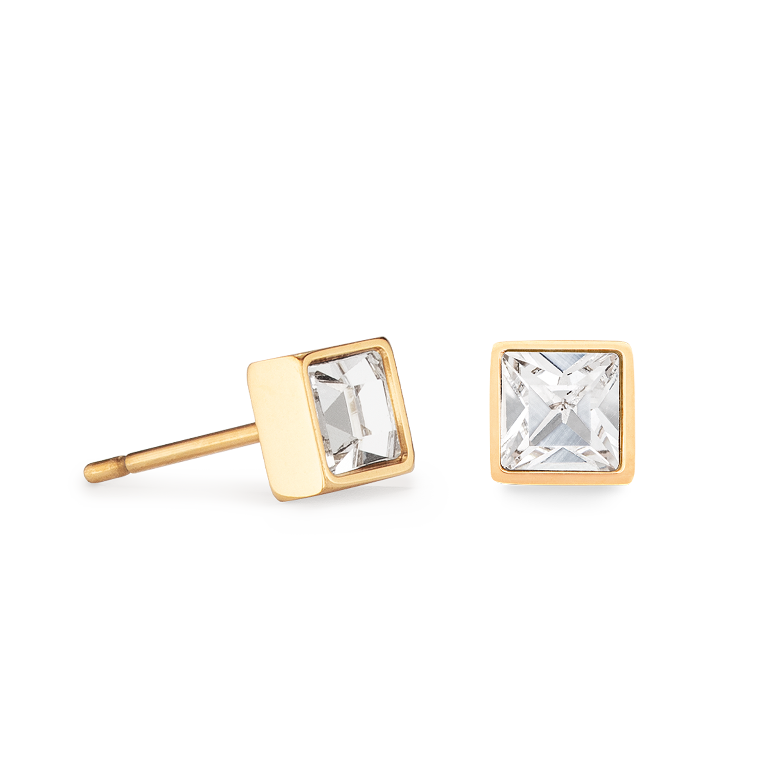 Brilliant Square small earrings gold crystal