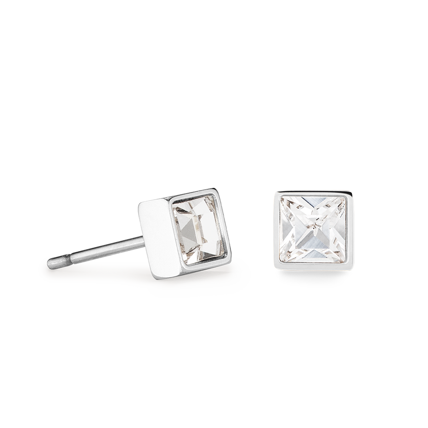 Brilliant Square small earrings silver crystal