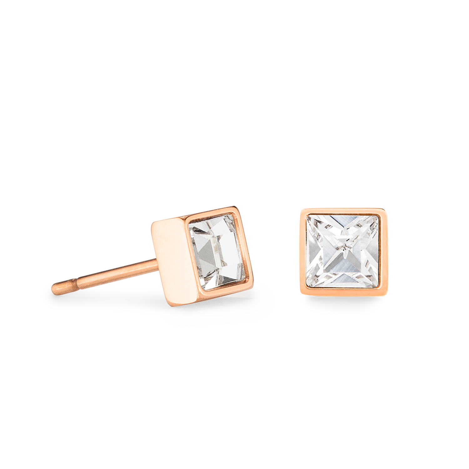 Brilliant Square small earrings rose gold crystal