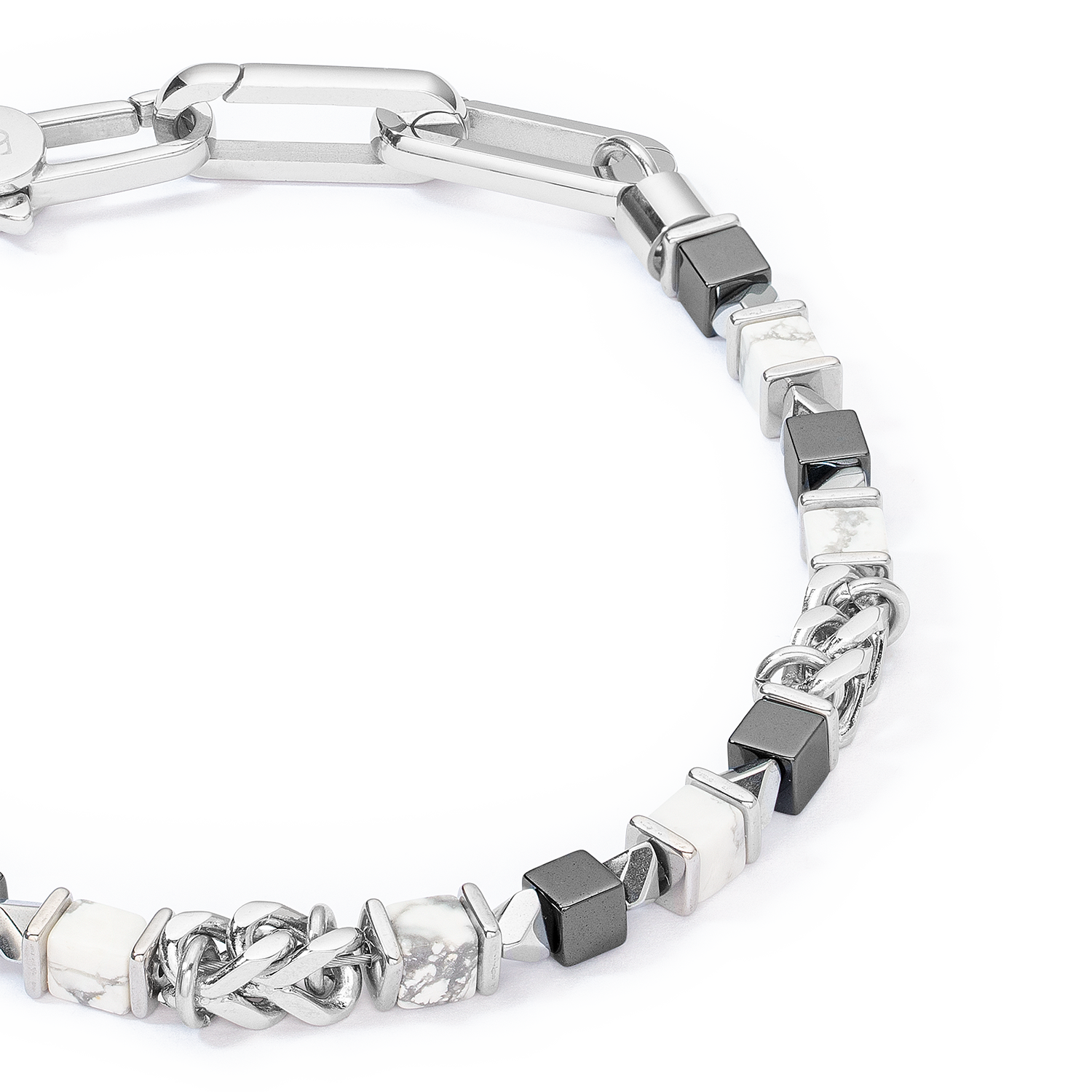 Unisex bracelet cubes & chain white