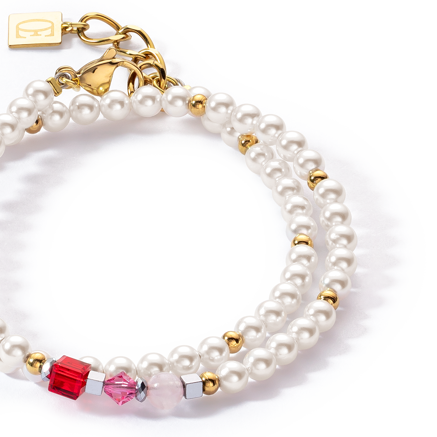 Princess Pearls bracelet Wrap Around gold red