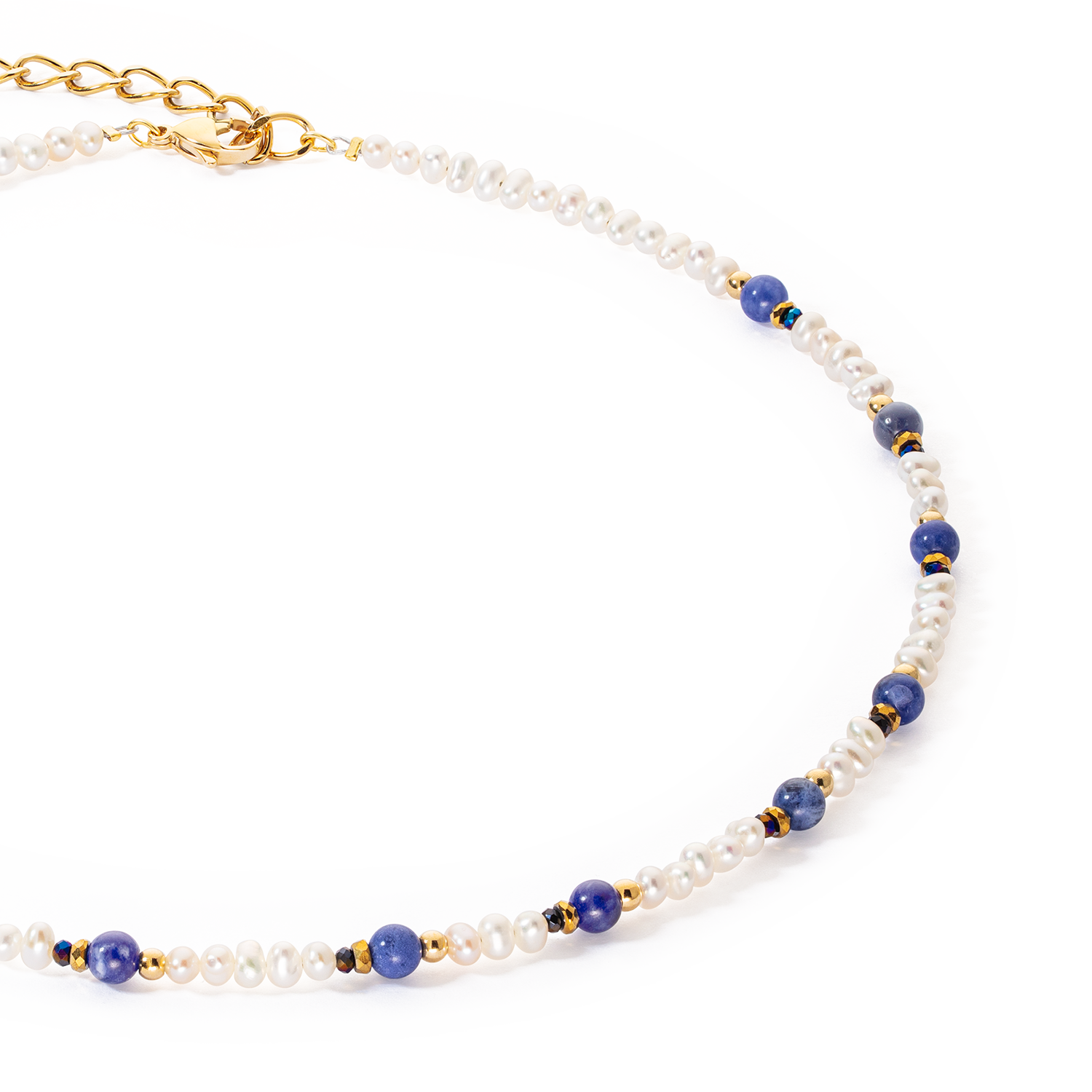 Necklace Flow Freshwater Pearls & Sodalite gold