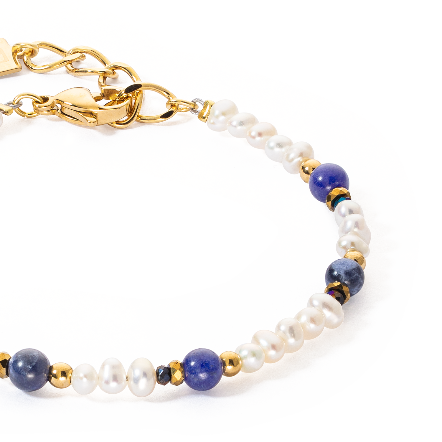 Bracelet Flow Freshwater Pearls & Sodalite gold