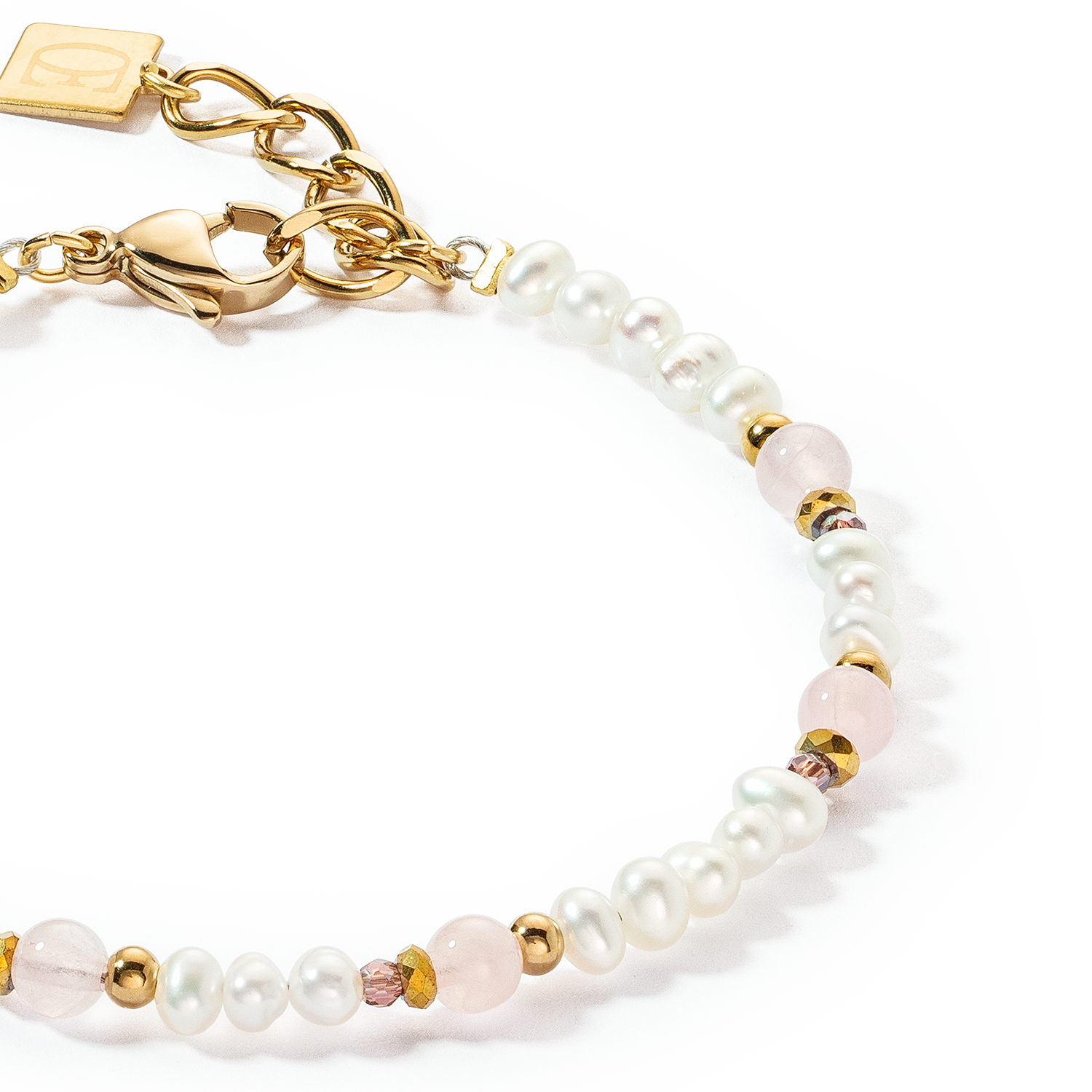 Bracelet Romantic Freshwater Pearls & Rose Quartz gold