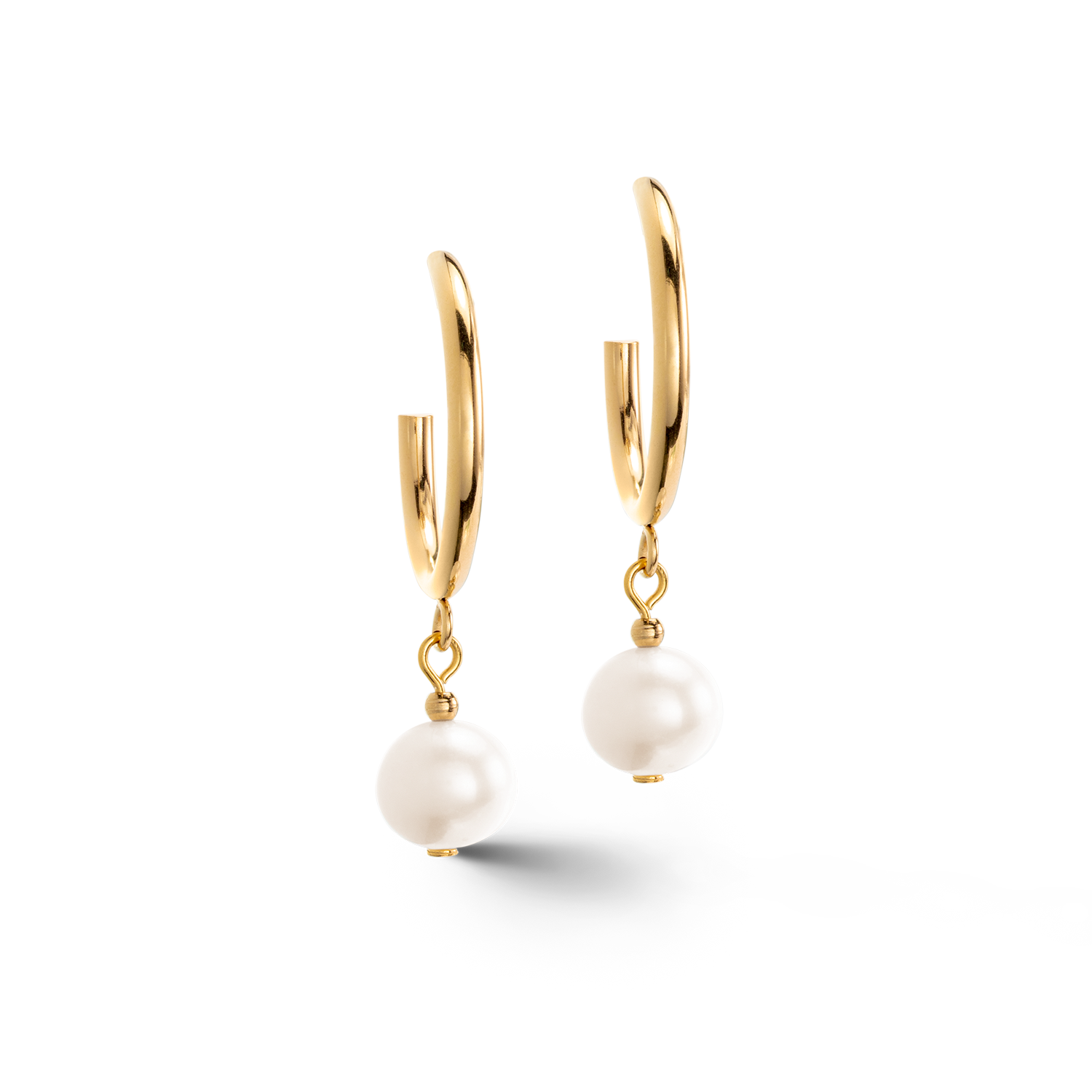 Earrings Creole Freshwater Pearls & Chunky Chain Navette Multiwear white-gold