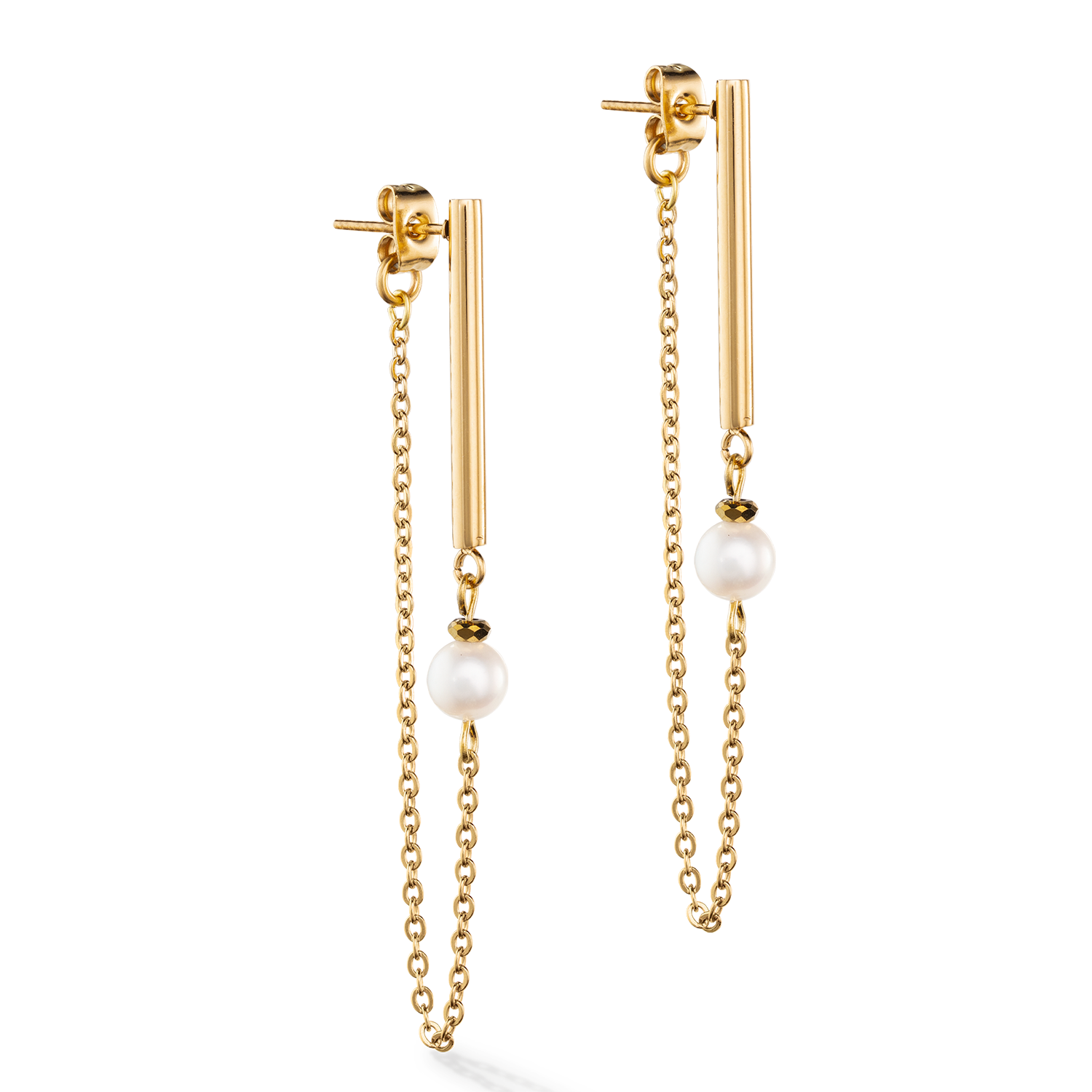 Solitaire freshwater pearl earrings gold