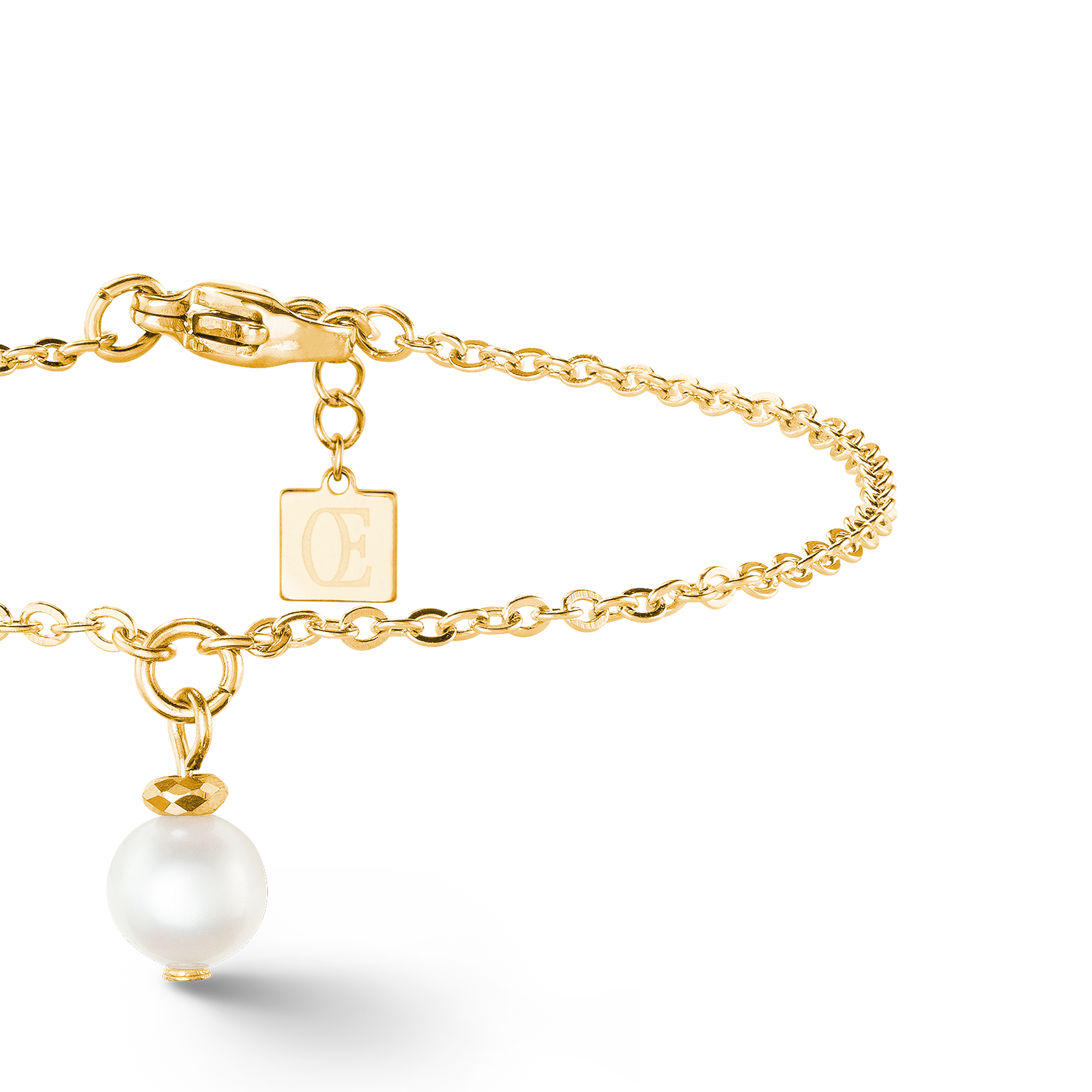 Solitaire freshwater pearl bracelet gold