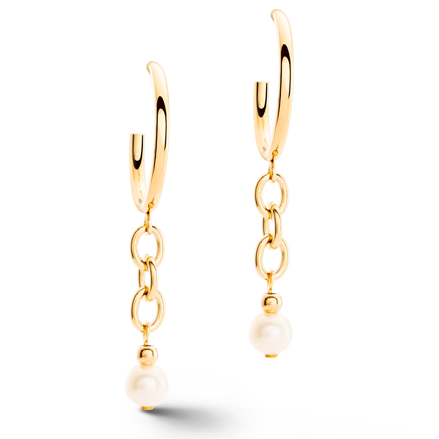 Earrings Creole Y Navette Freshwater Pearls gold