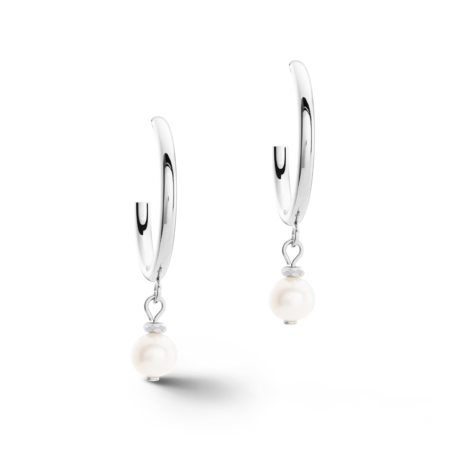 Earrings Creole Freshwater Pearls & chain Multiwear silver