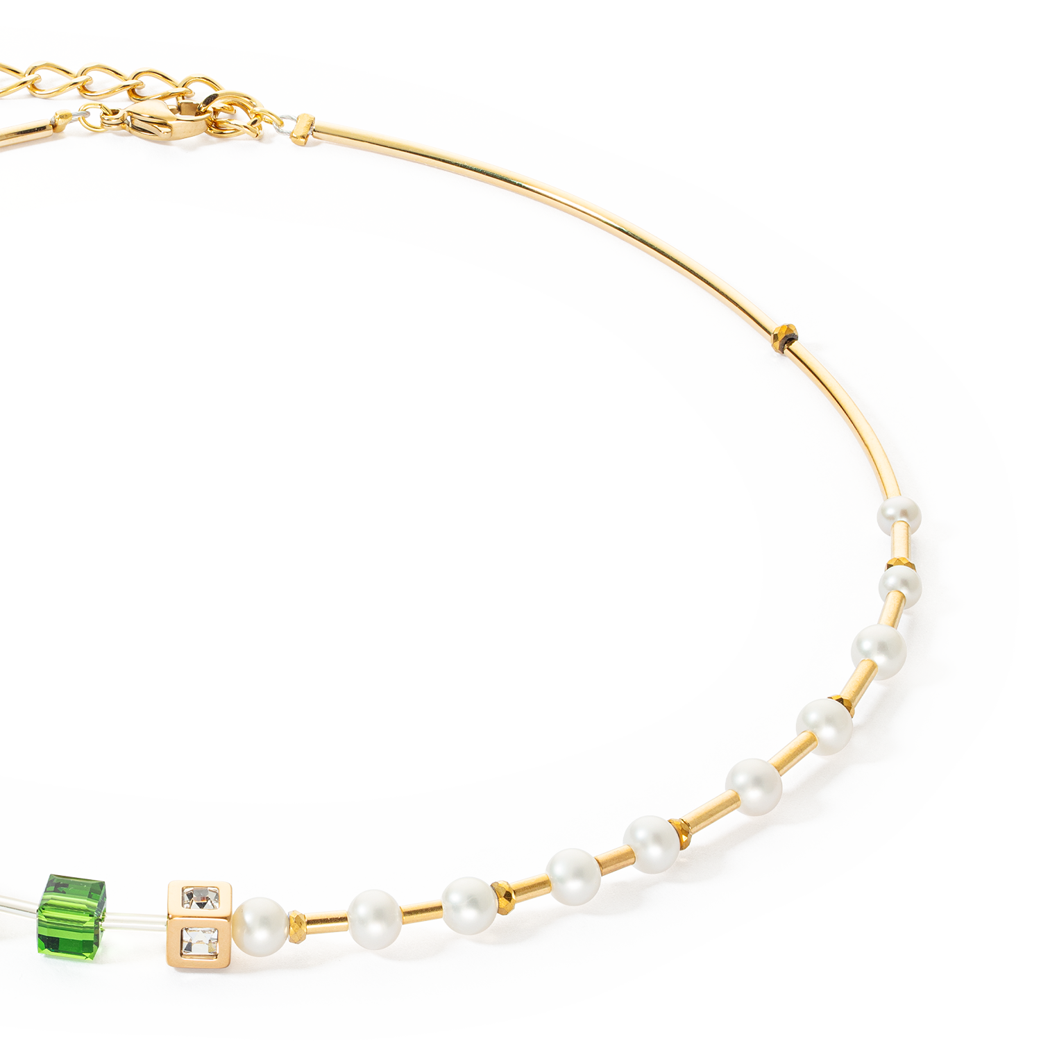 Necklace GeoCUBE® Fusion Precious Pearl Mix gold-green