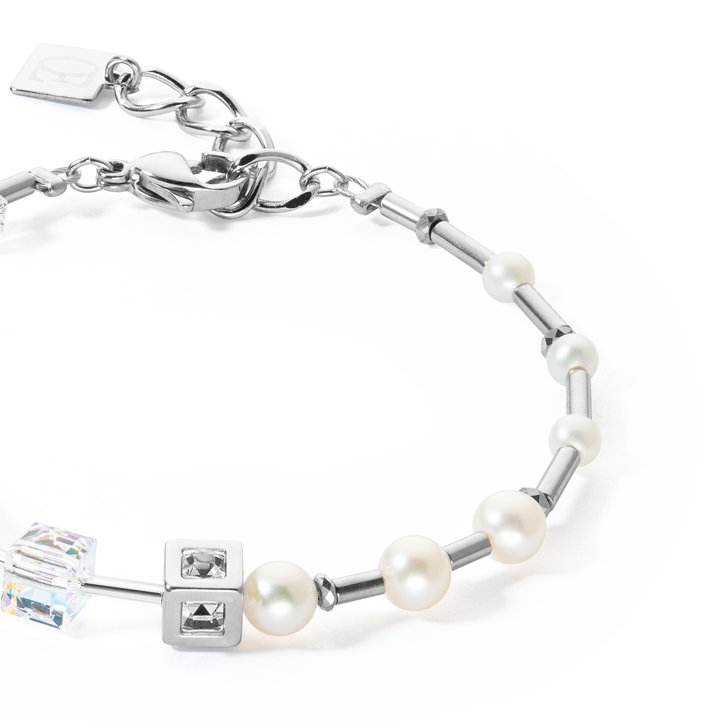 Bracelet GeoCUBE® Fusion Precious Pearl Mix silver-grey