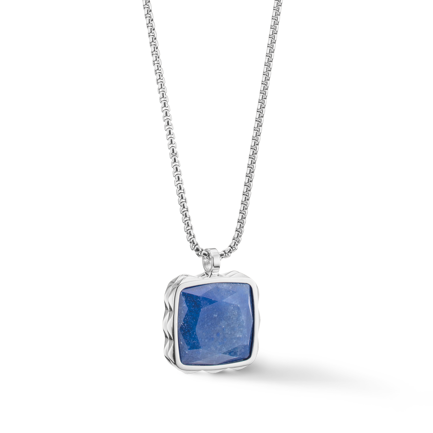 Necklace Amulet Spikes Square Aventurine silver-blue