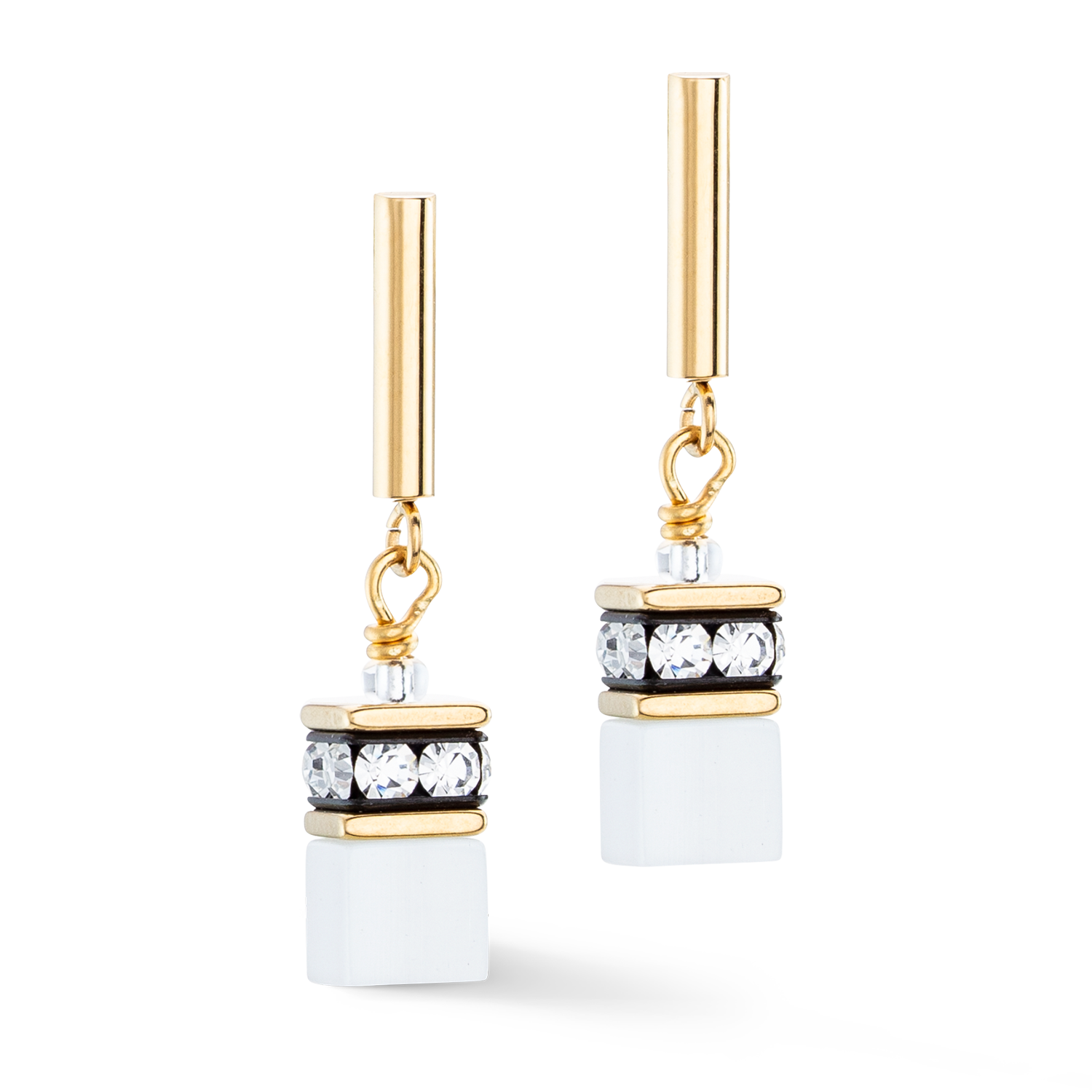 GeoCUBE® Iconic Layer earrings gold-white