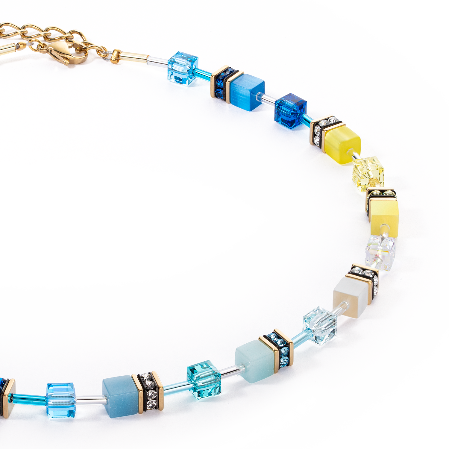 GeoCUBE® Iconic necklace turquoise-yellow