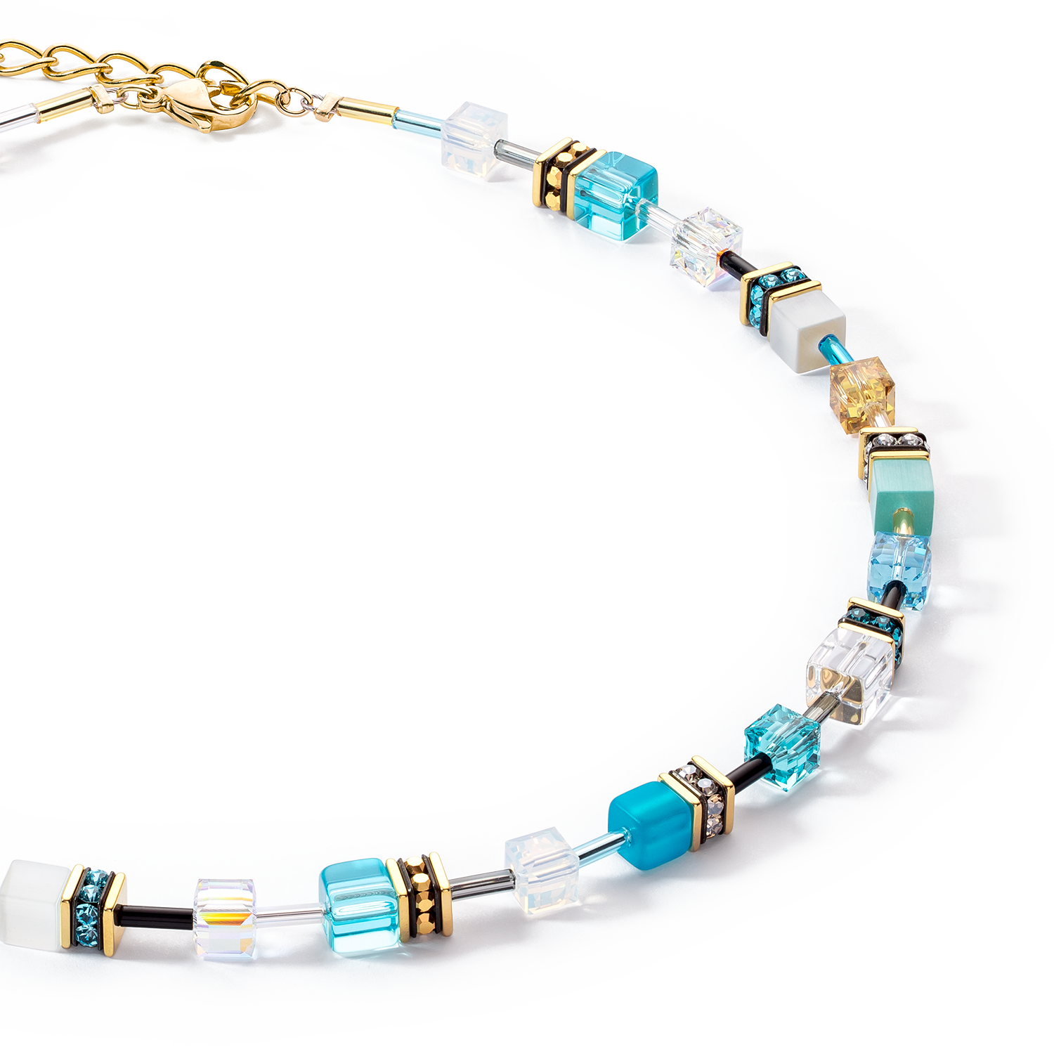 GeoCUBE® Iconic necklace gold turquoise