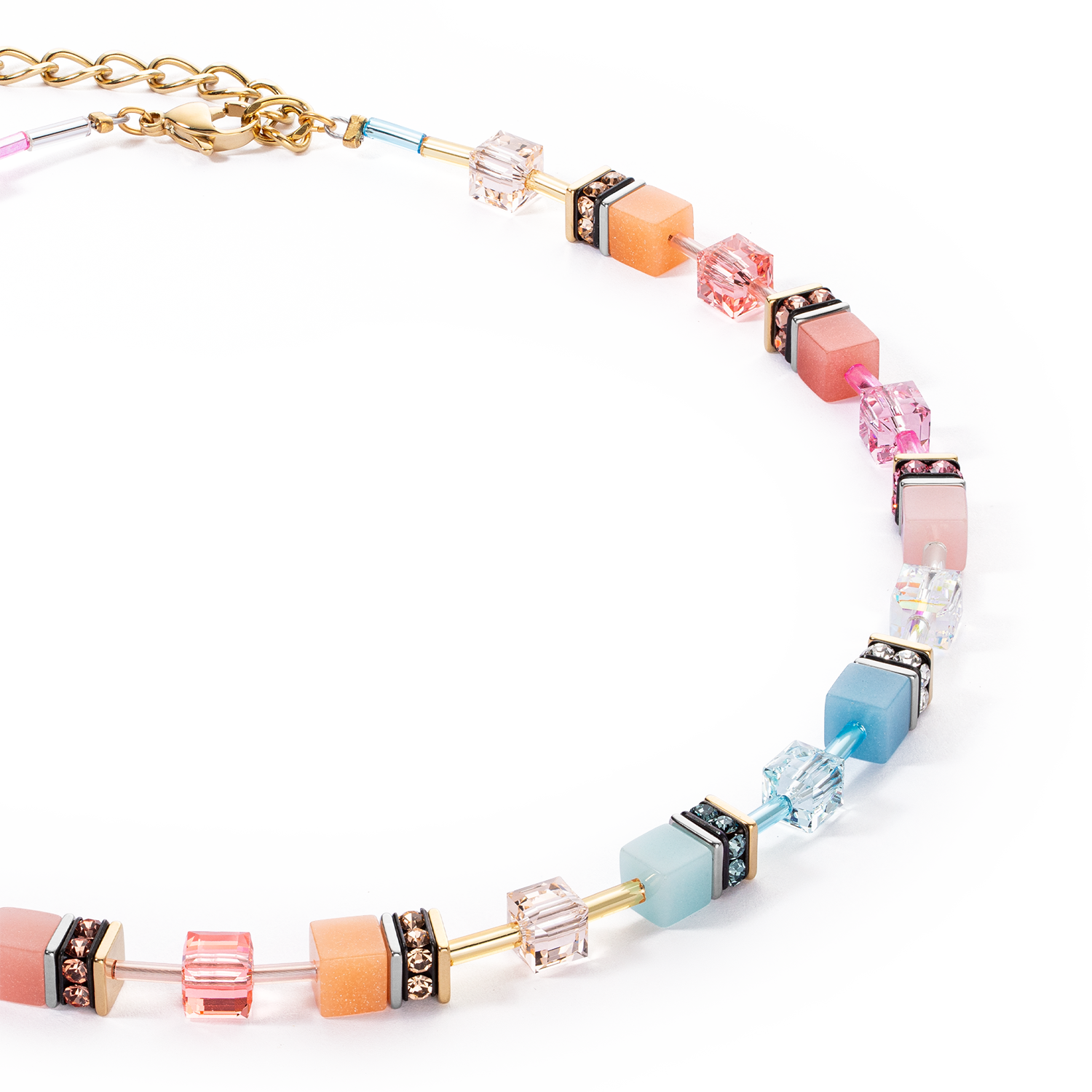 GeoCUBE® Iconic necklace aqua-apricot